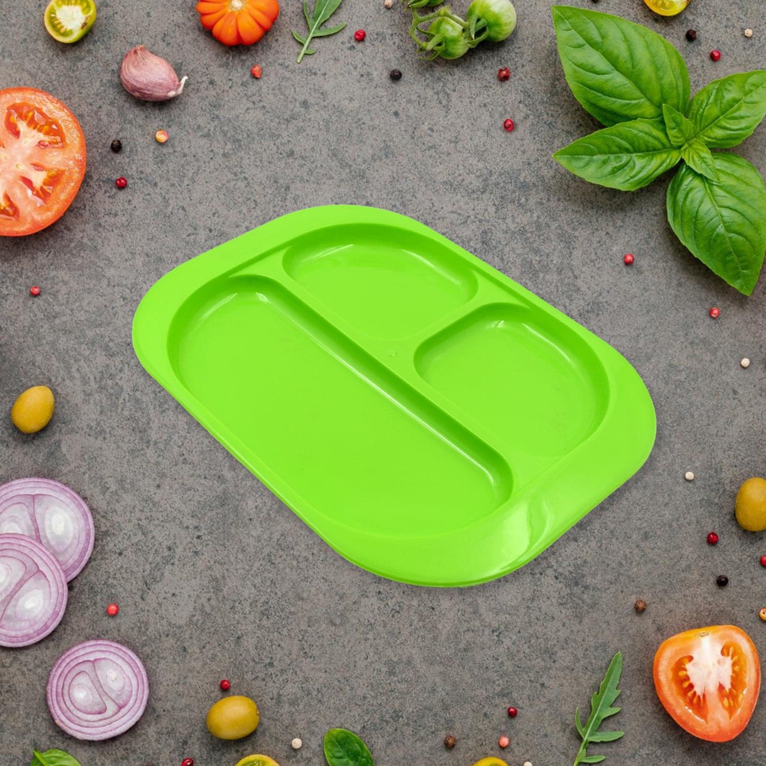 Plastic Food Plates / Biodegradable 3 Compartment Square Plate With Spoon For Food Snacks / Nuts / Desserts Plates For Kids thumbnail 6