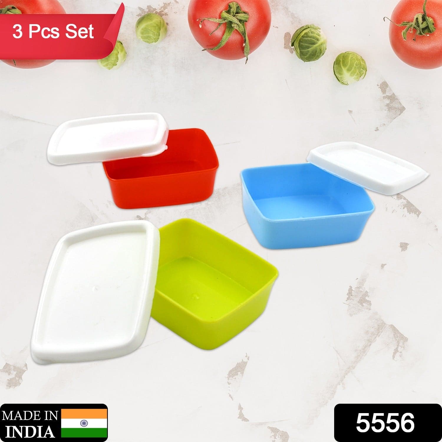 3-Piece Multicolor Airtight Container Set of Rectangular Food & Fridge Storage thumbnail 2