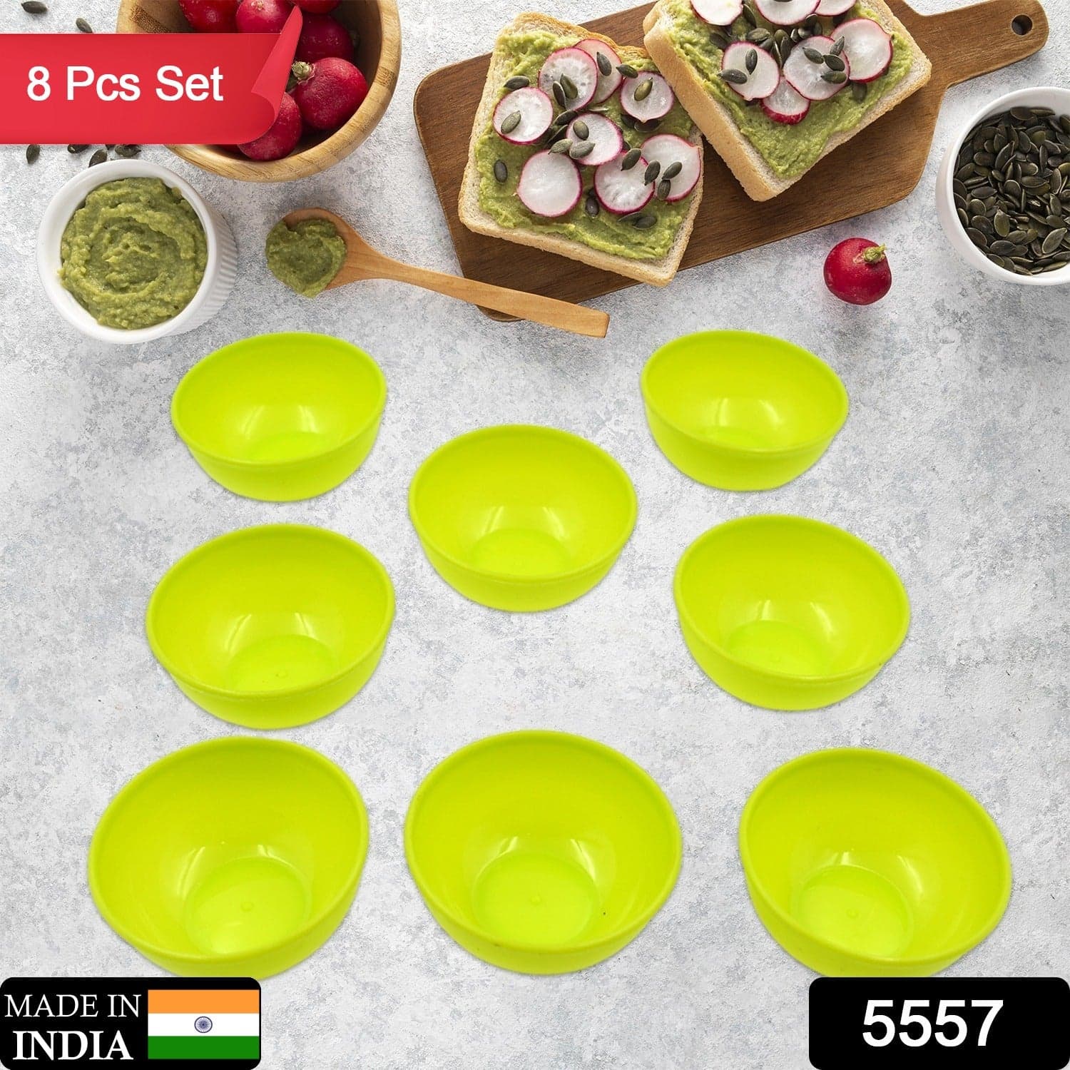 Multipurpose Small Round Plastic Bowl / Katori, Microwave Safe Reusable Lightweight Bowl, Dishwasher Safe Chutney Bowl (8 Pcs Set) thumbnail 2