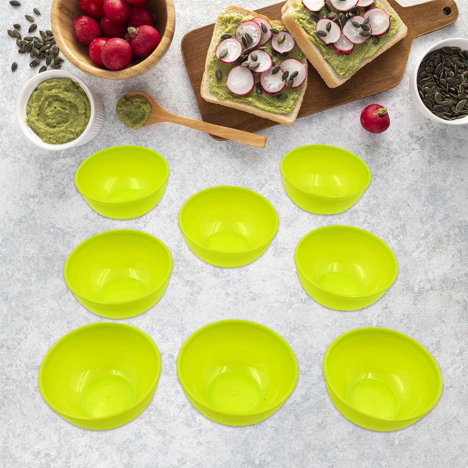 Multipurpose Small Round Plastic Bowl / Katori, Microwave Safe Reusable Lightweight Bowl, Dishwasher Safe Chutney Bowl (8 Pcs Set) thumbnail 3