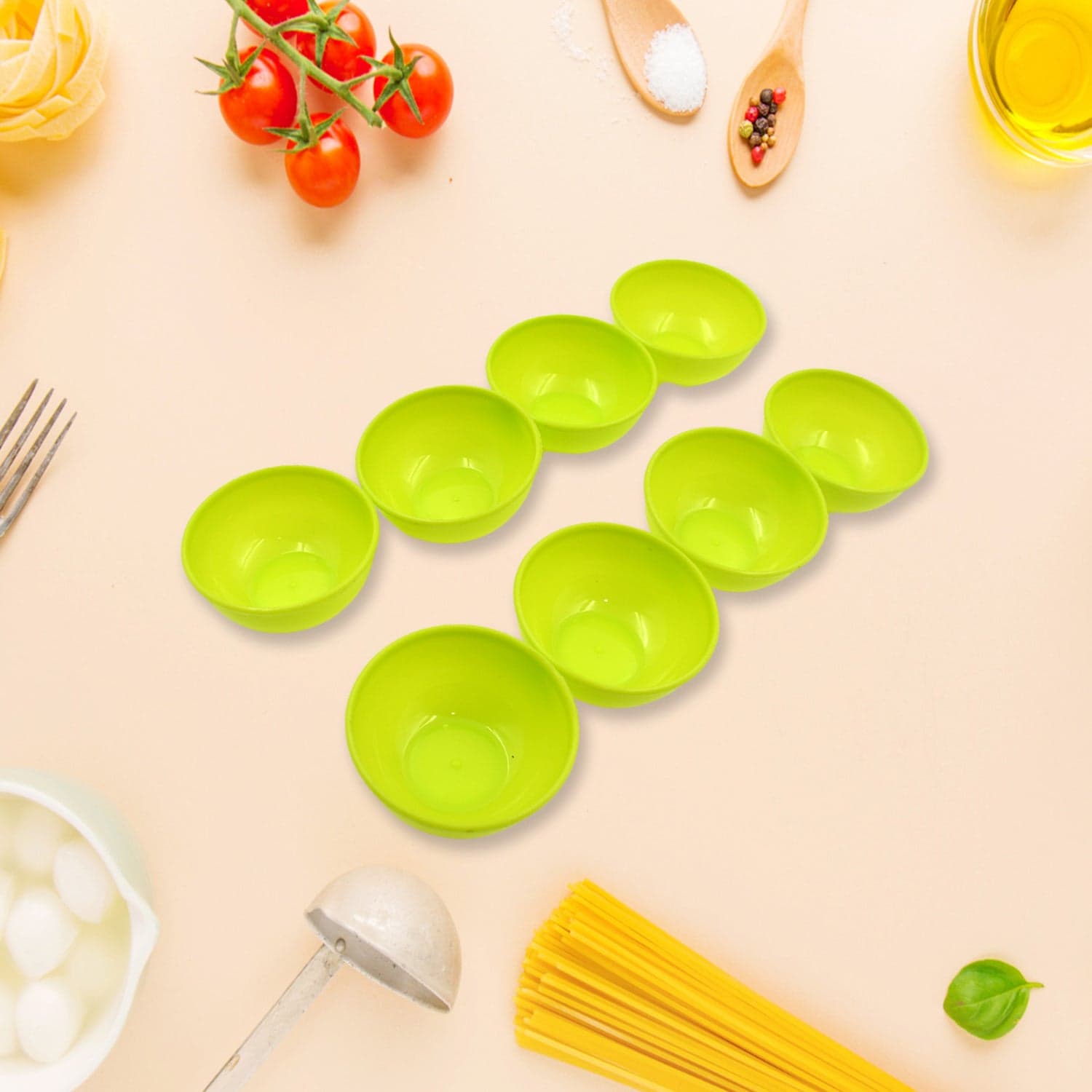 Multipurpose Small Round Plastic Bowl / Katori, Microwave Safe Reusable Lightweight Bowl, Dishwasher Safe Chutney Bowl (8 Pcs Set) thumbnail 4