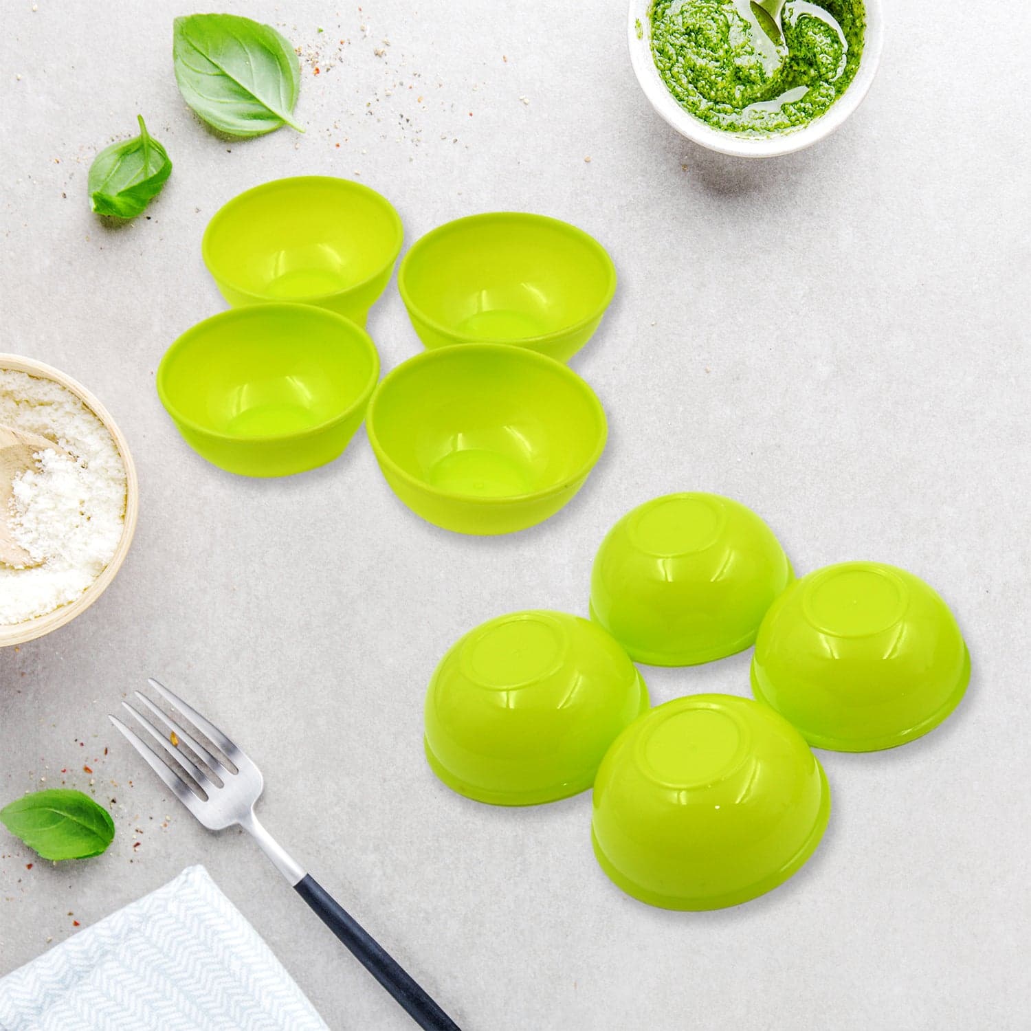 Multipurpose Small Round Plastic Bowl / Katori, Microwave Safe Reusable Lightweight Bowl, Dishwasher Safe Chutney Bowl (8 Pcs Set) thumbnail 6