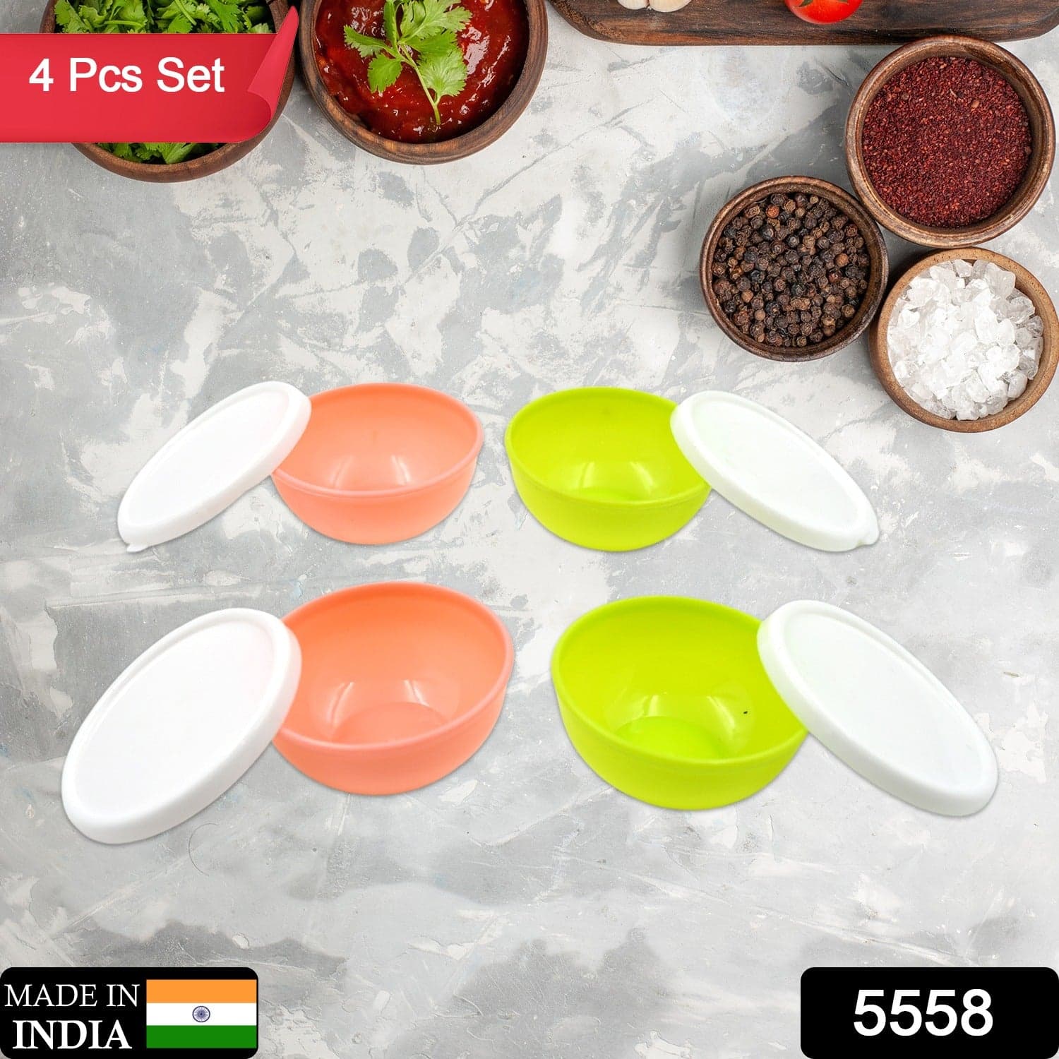 Multipurpose Small Round Plastic Bowl / Katori With Lid thumbnail 2