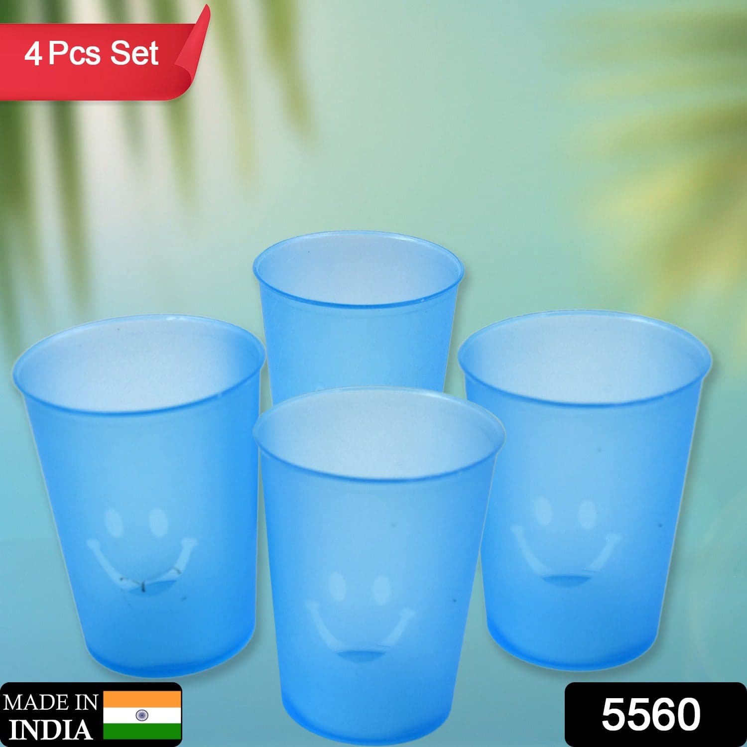 Reusable Plastic Drinking Tumblers - 4-Piece Transparent Water Cup Set for Kitchen & Dining thumbnail 2