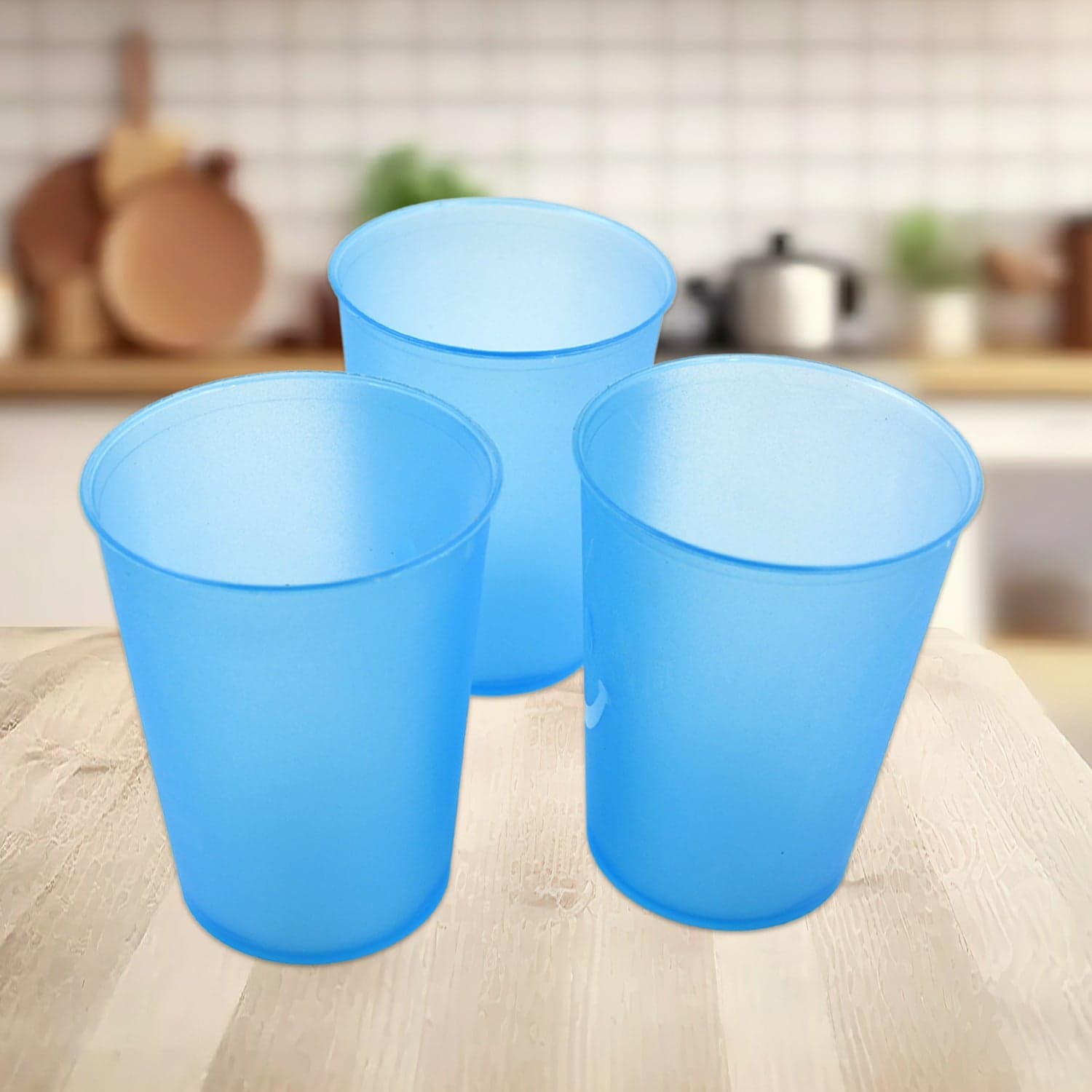 Reusable Plastic Drinking Tumblers - 4-Piece Transparent Water Cup Set for Kitchen & Dining thumbnail 3