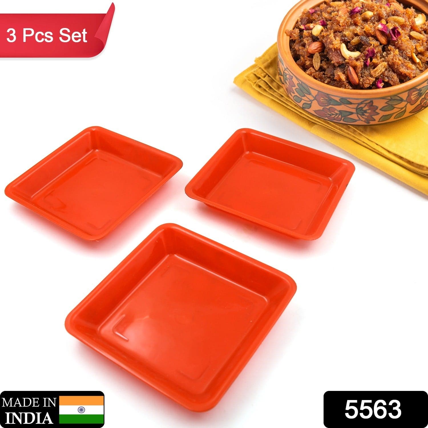 Square Plastic Halwa Dinner Plate Snacks / Breakfast thumbnail 2