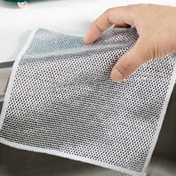 Double-Sided Microfiber Cloth & Stainless Steel Scrubber Of Non-Scratch Wire (1 Pc