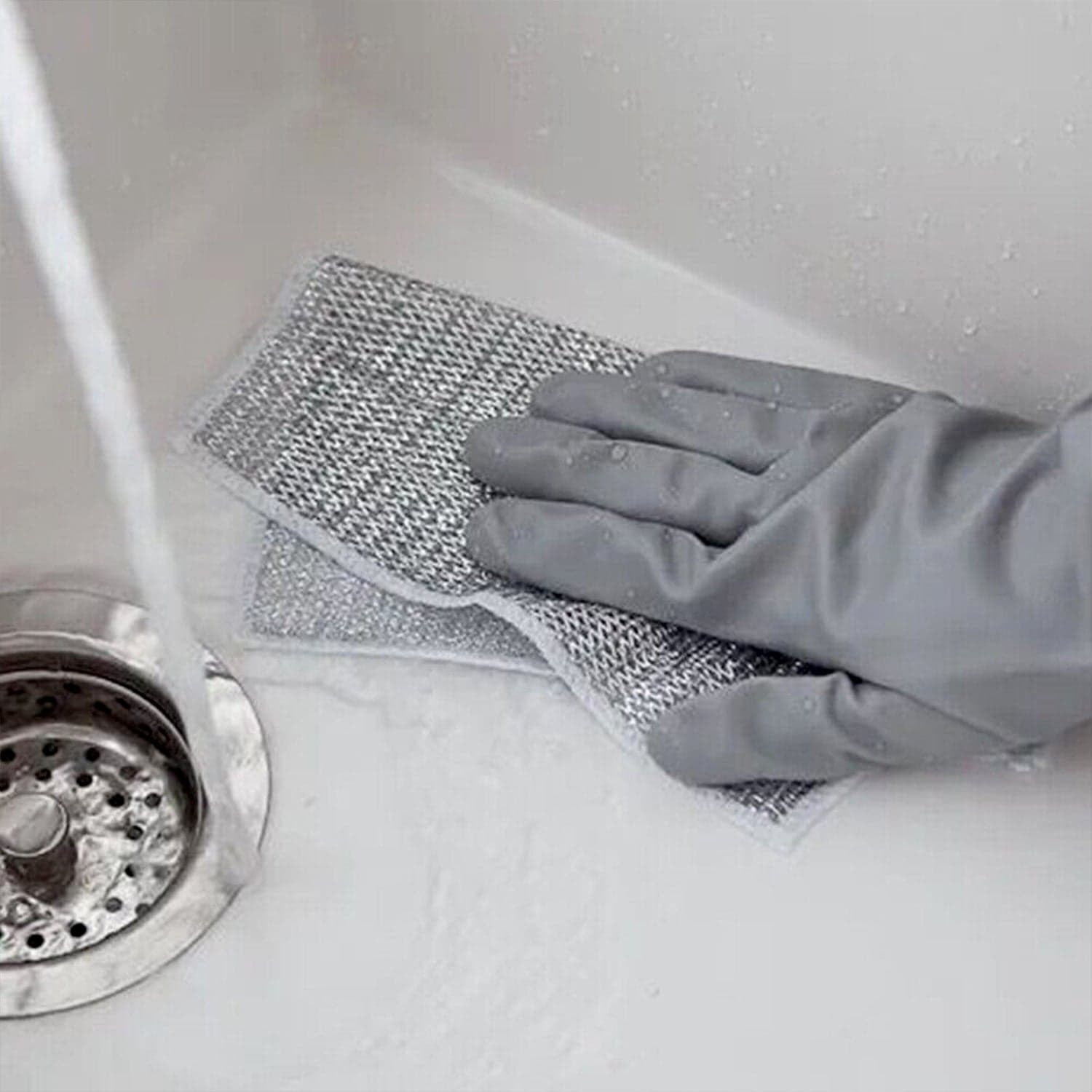 Double-Sided Microfiber Cloth & Stainless Steel Scrubber Of Non-Scratch Wire (1 Pc thumbnail 5