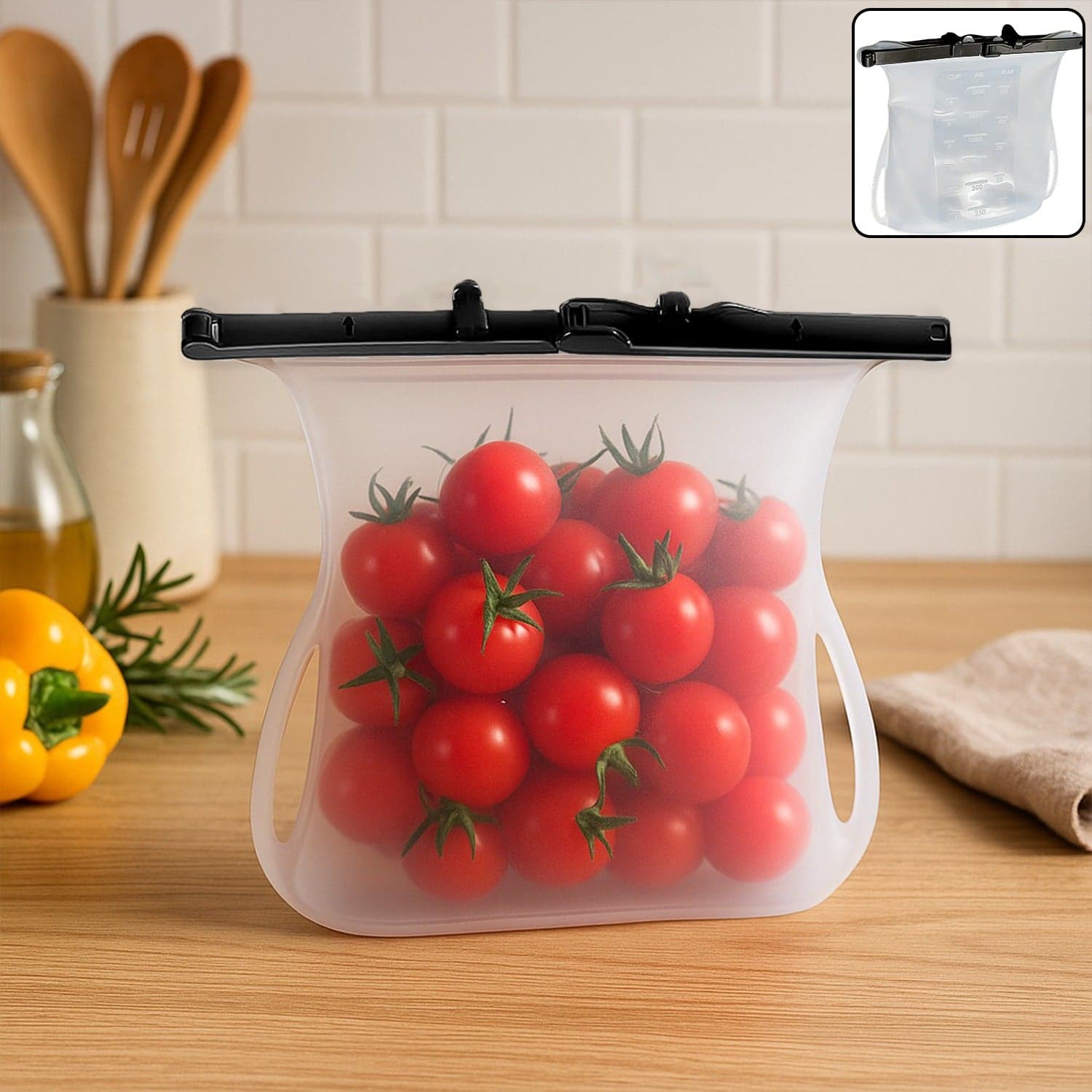 Reusable Silicone Food Storage Bag Of Leakproof, Flat Bottom, Freezer & Microwave Safe, Bpa-Free Snack & Sandwich Bag (1 Pc) thumbnail 1
