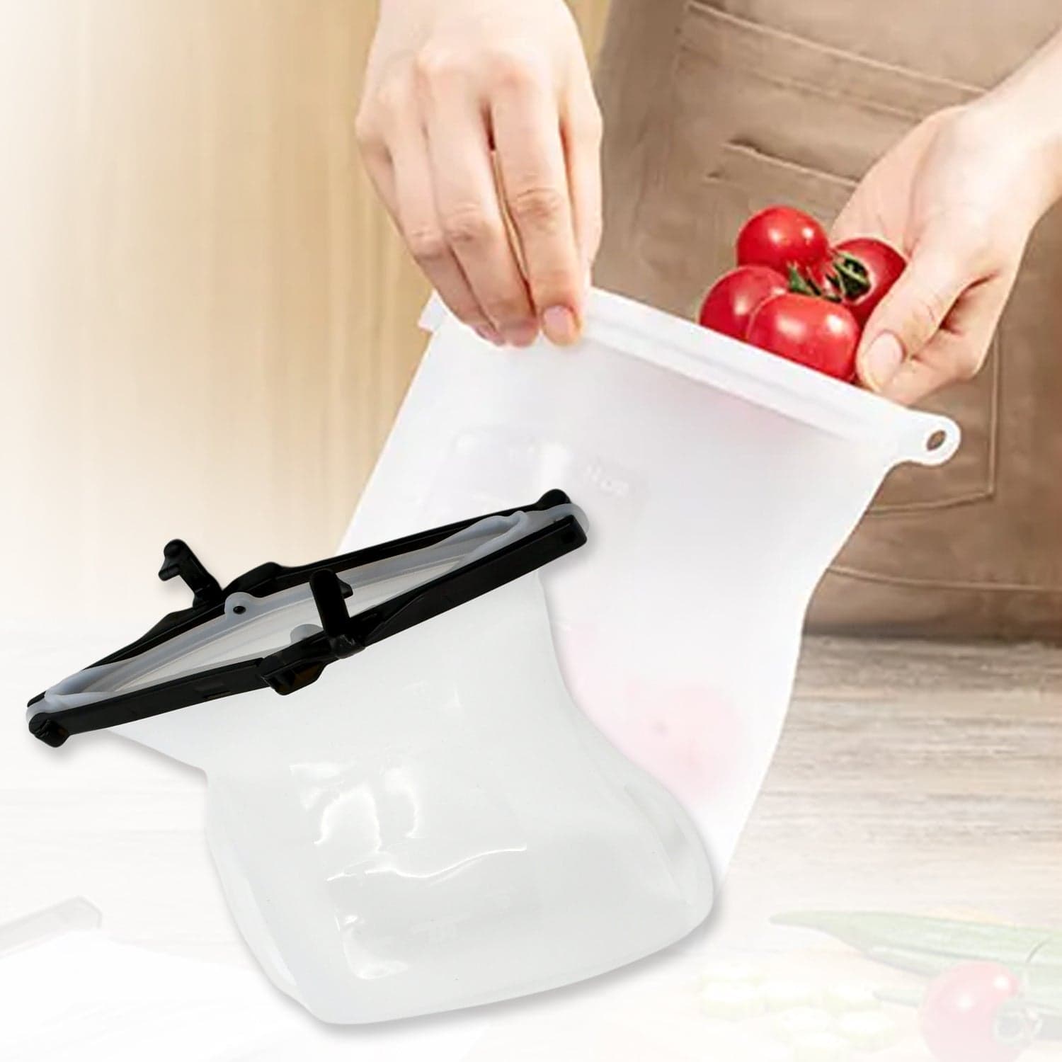 Reusable Silicone Food Storage Bag for Snacks (1 Pc, Leakproof, BPA Free) thumbnail 6