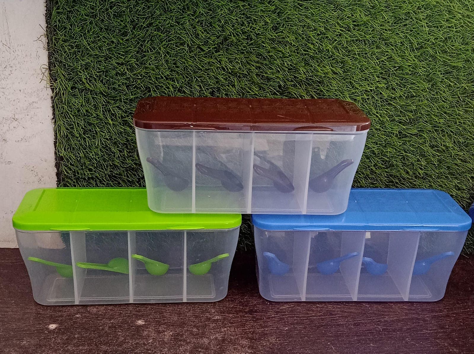 Kitchen Airtight 4-Section Storage Container / Pickle Jar with 4 Spoons (1 Pc / Mix Color) thumbnail 8