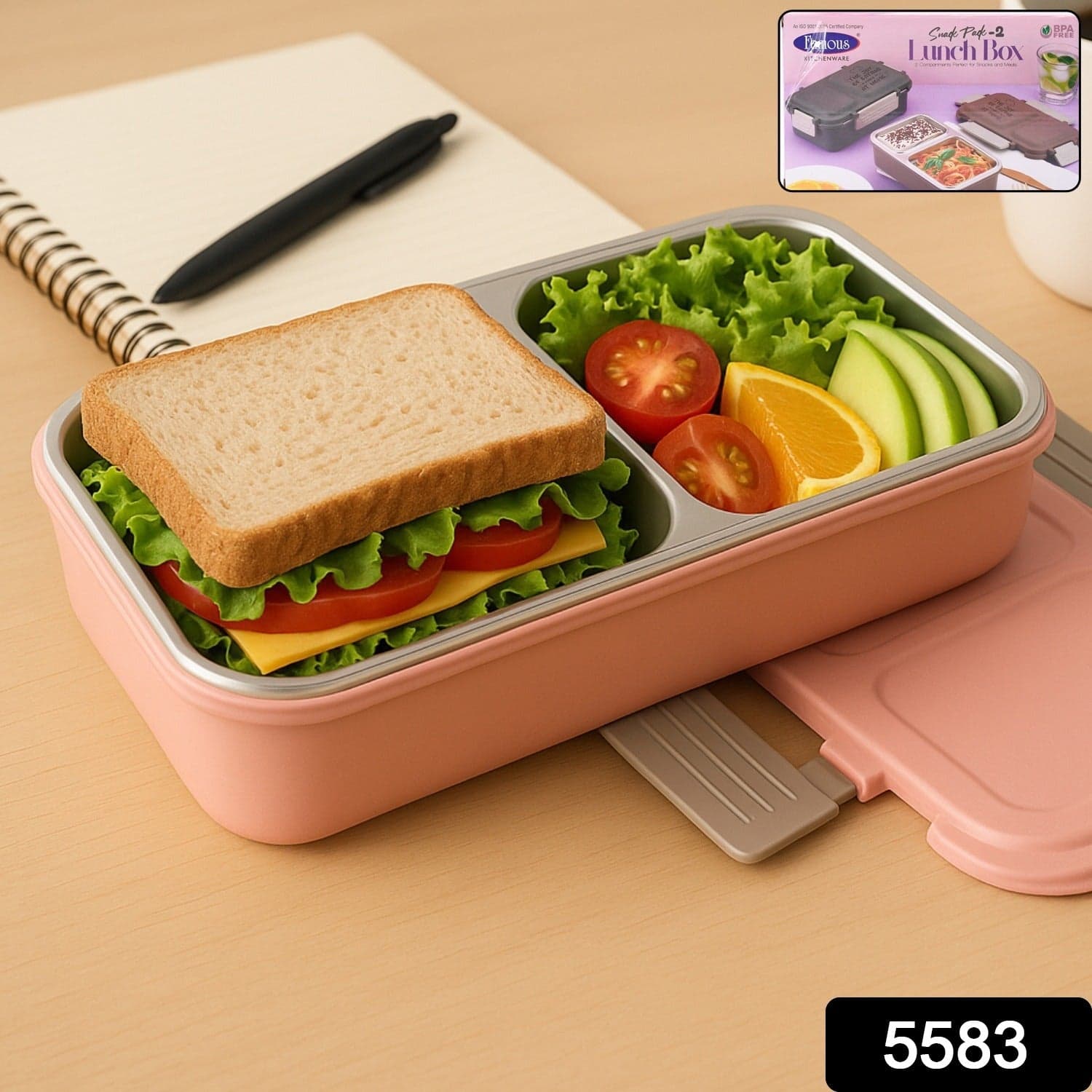Bpa Free Snack Pack 2 Lunch Box 2 Compartment thumbnail 1