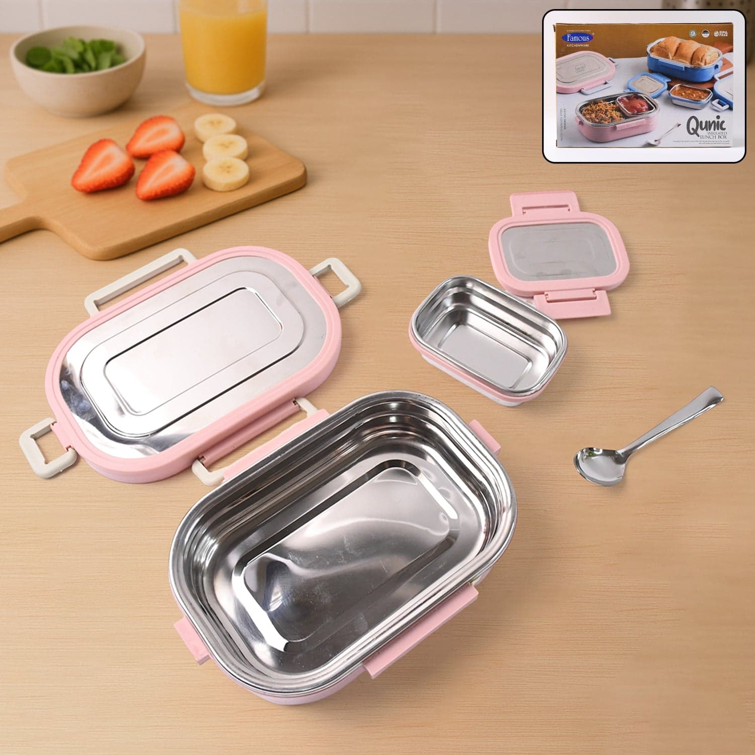 Qunic Stainless Steel Snack Lunch Box With Small Box thumbnail 1