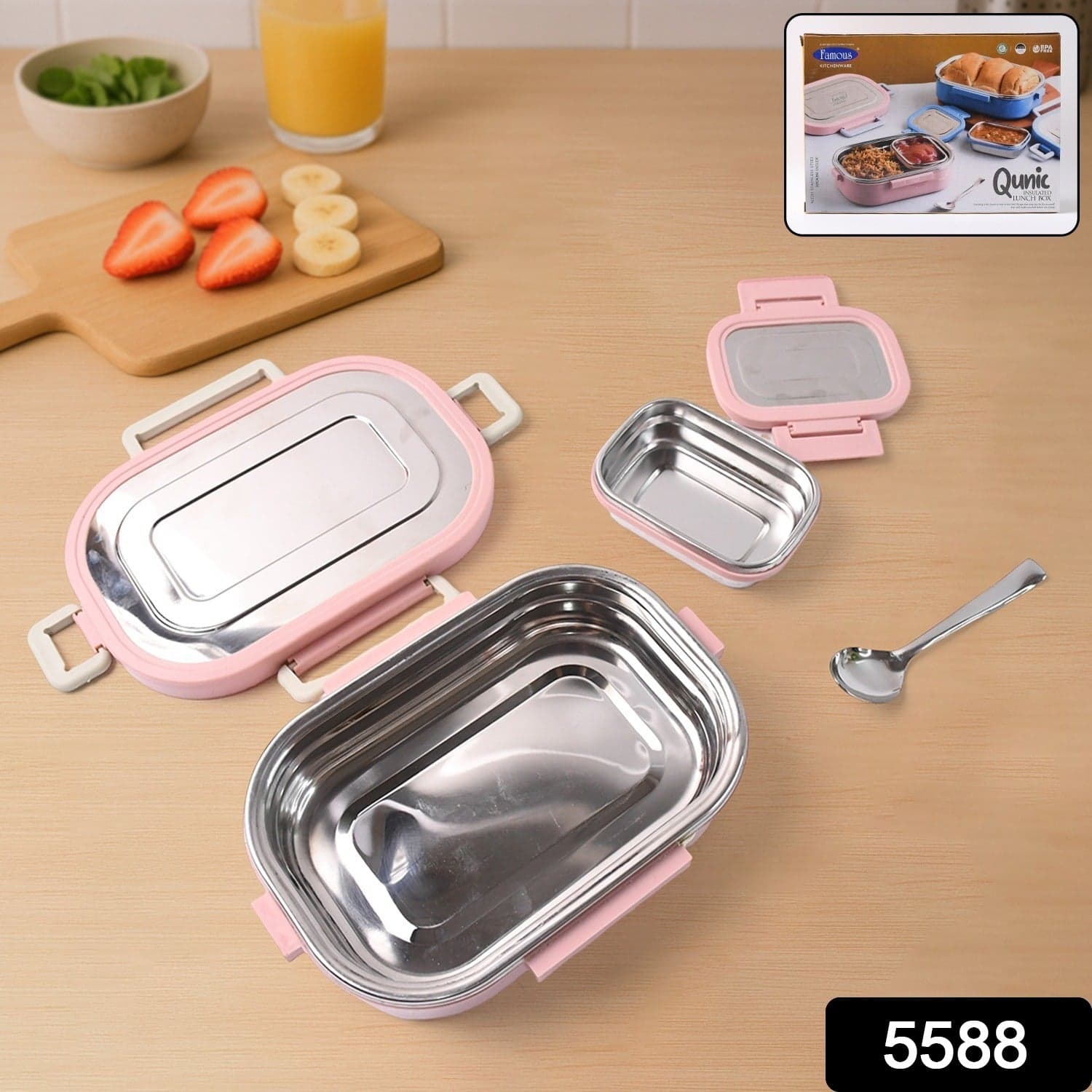 Qunic Stainless Steel Snack Lunch Box With Small Box thumbnail 2