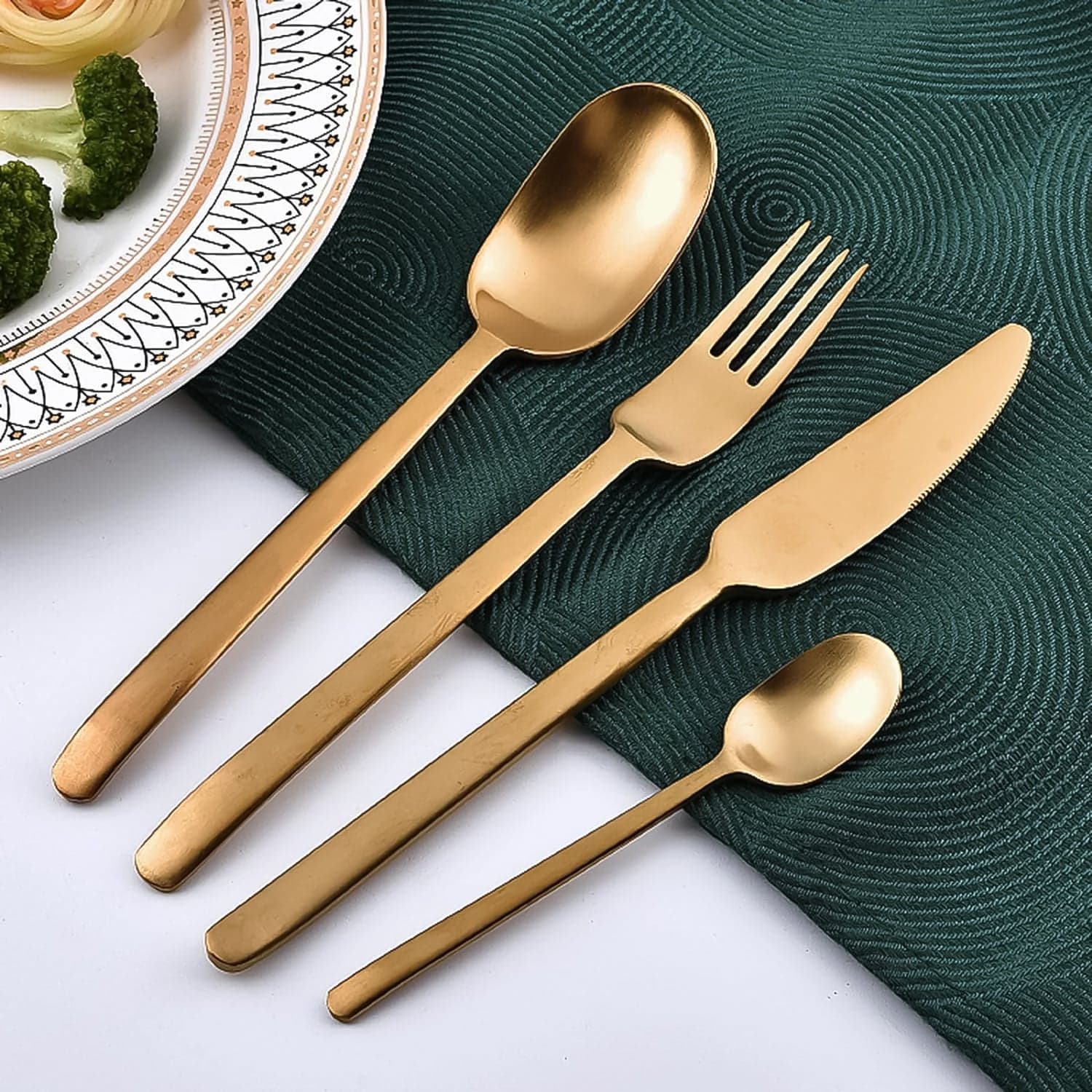 Unique Golden Egg Storage Modern Tableware Steak Knives Fork Flatware Set (24Pcs Set) thumbnail 4