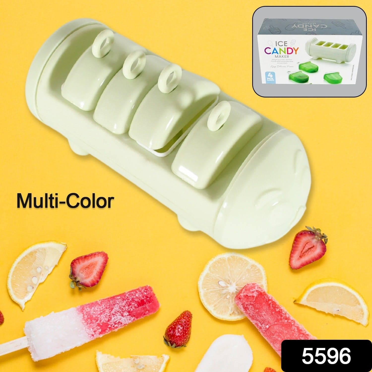 Cartoon Ice Candy Mold of 4-Cup Multicolor Set (1 Pc) thumbnail 2