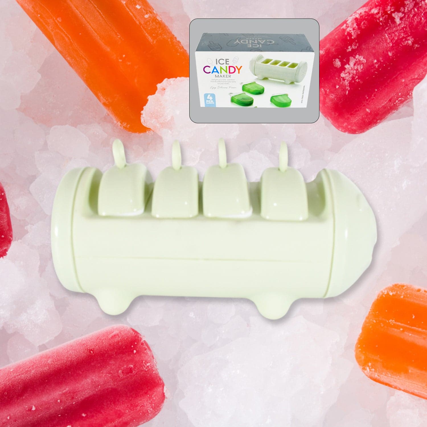 Cartoon Ice Candy Mold of 4-Cup Multicolor Set (1 Pc) thumbnail 3