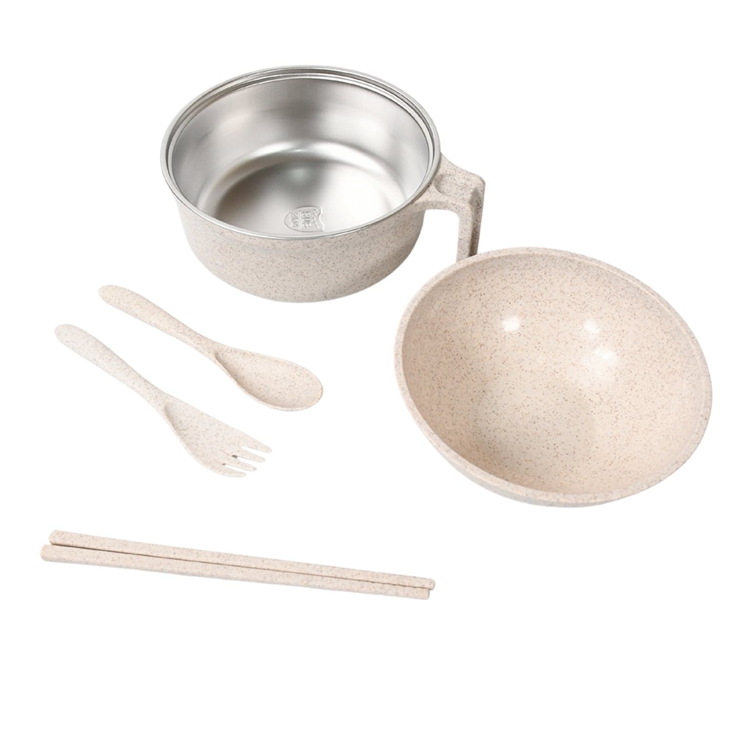 Rice Bowl Noodle Set of 6 Pcs with Lid, Handle & Cutlery thumbnail 6