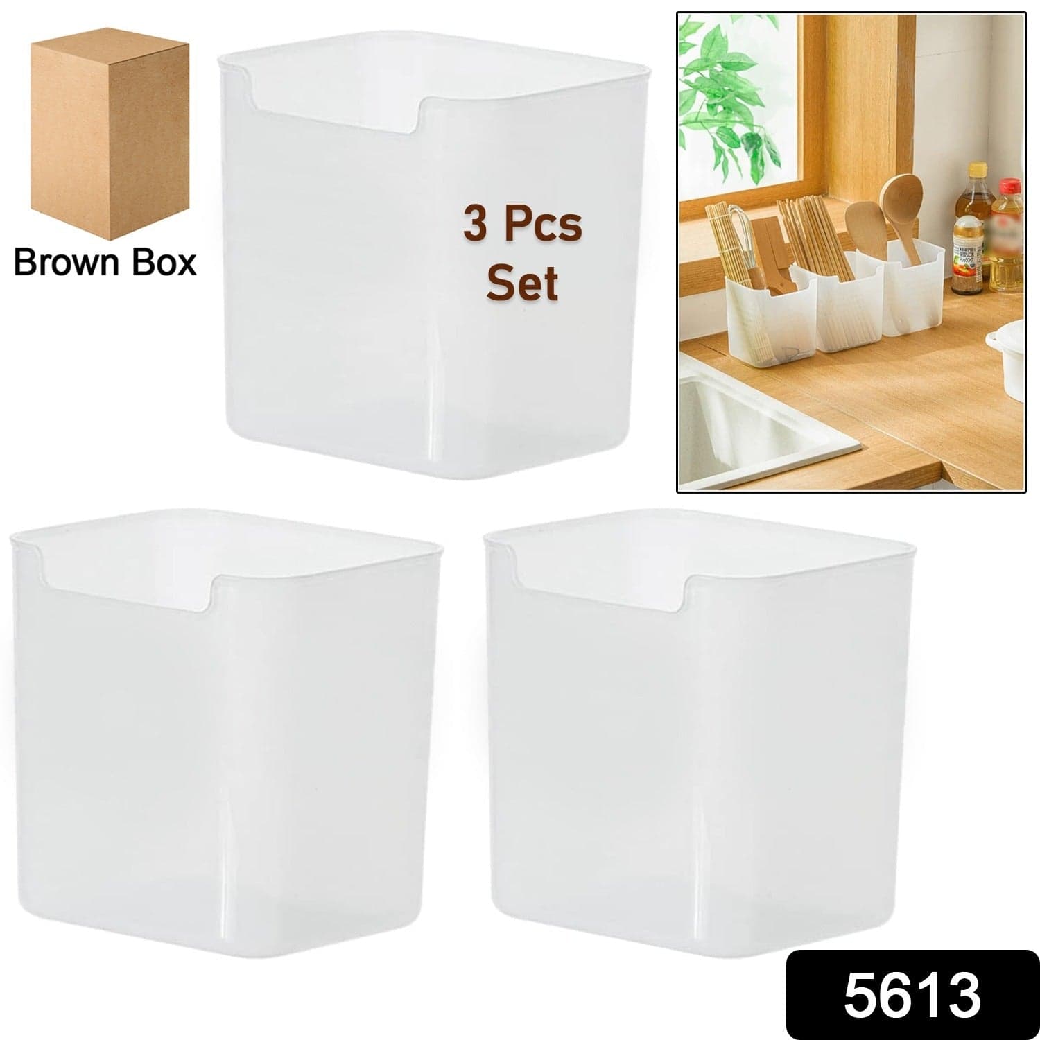 3Pcs Clear Plastic Organizer Storage Versatile Kitchen Drawer Organizer Tray For Desk thumbnail 2