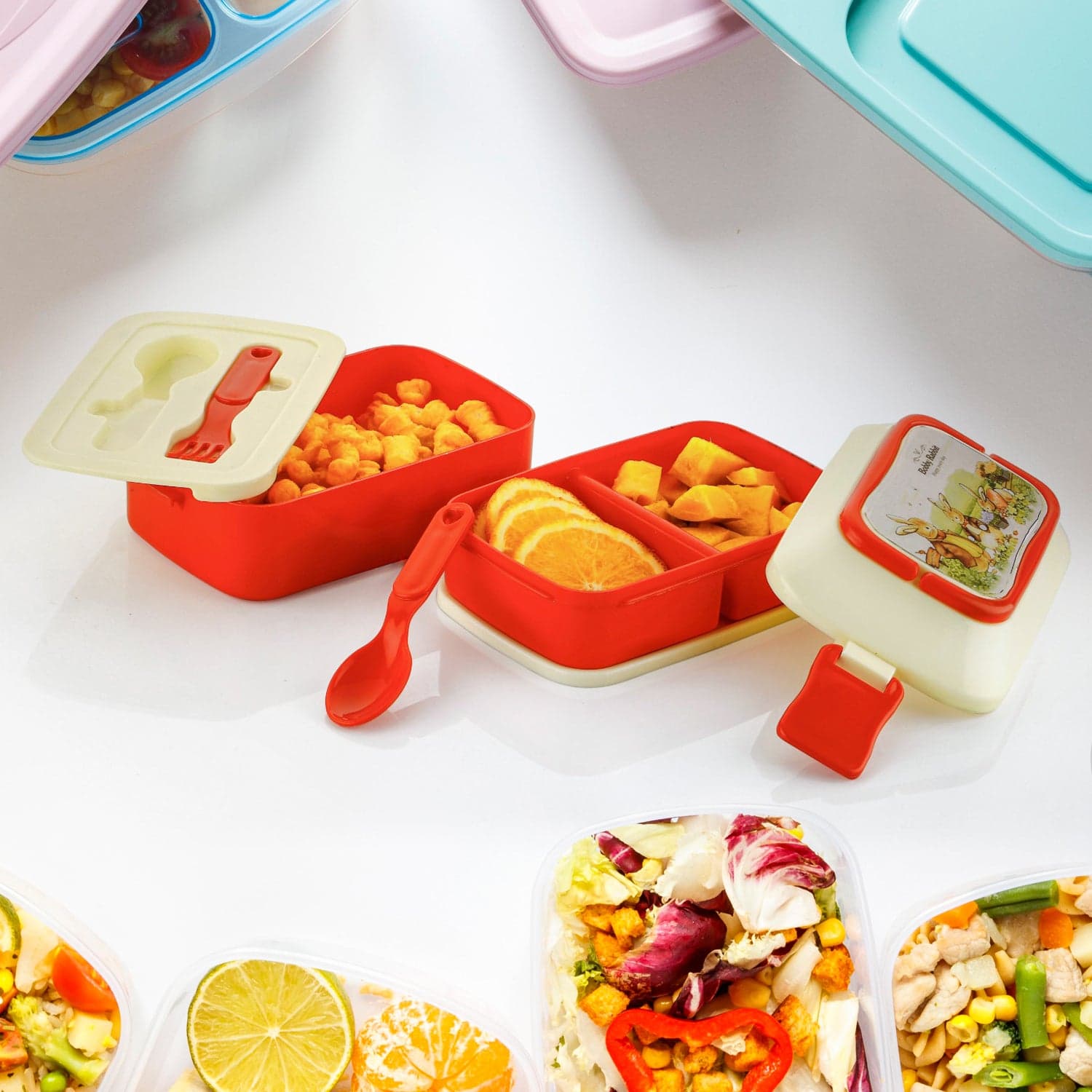 5621 Double Layer Lunch Box Stylish Lid Lunch Box With Fork & Spoon Lunch Box For Children School Lunch Box  thumbnail 5