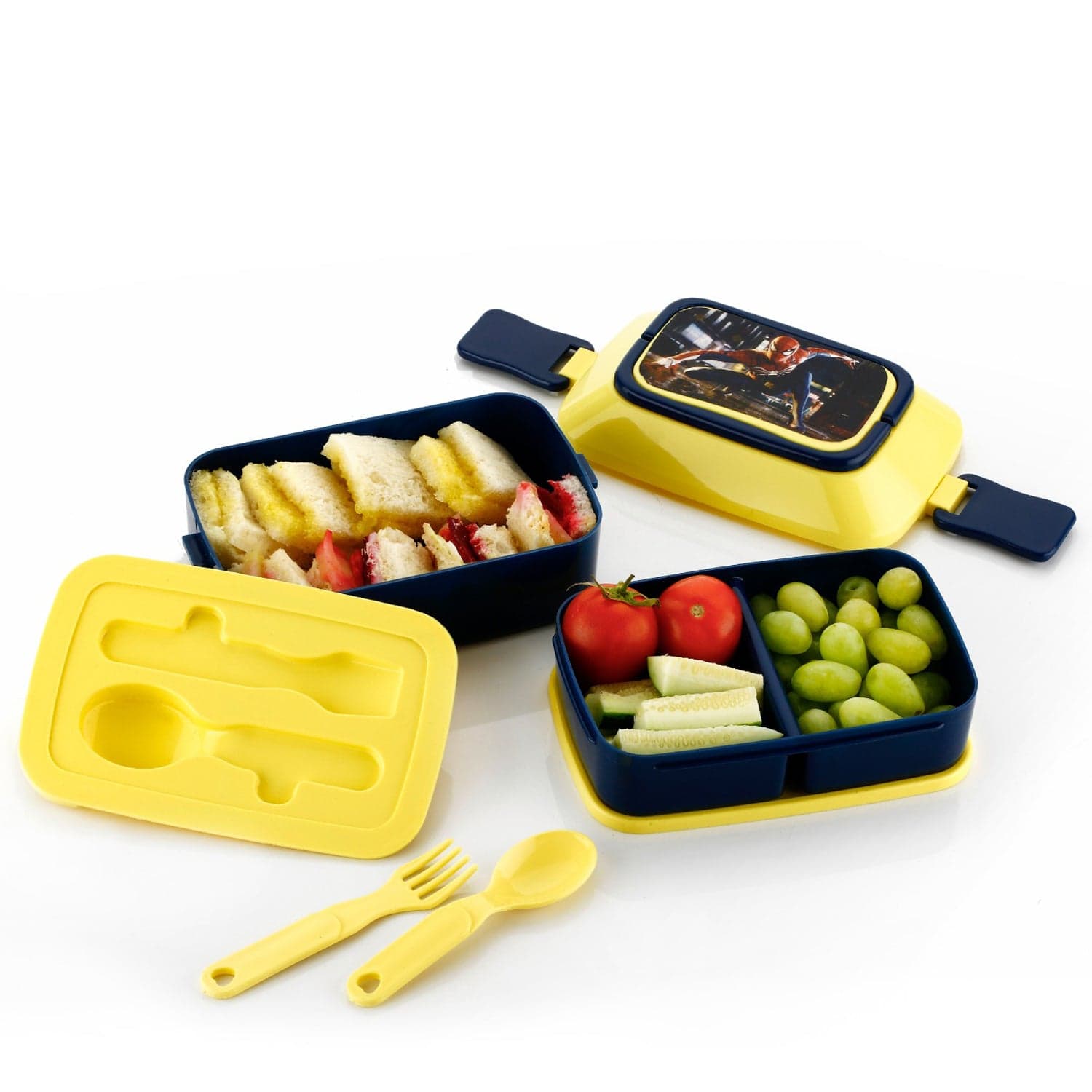 5621 Double Layer Lunch Box Stylish Lid Lunch Box With Fork & Spoon Lunch Box For Children School Lunch Box  thumbnail 7