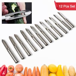 Stainless Steel Peeler Set of Multi-Purpose Handle for Peeling & Shredding (12 Pcs Set)