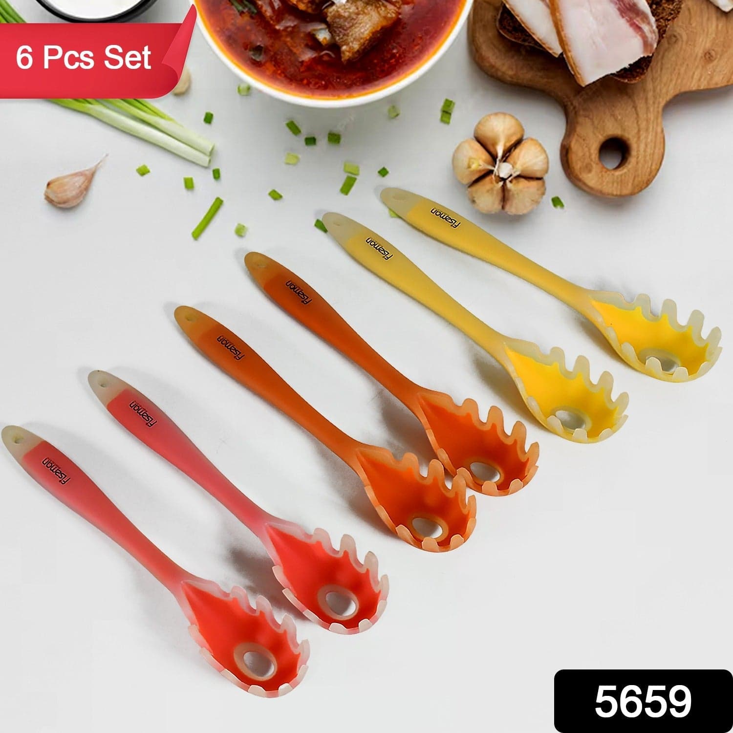 Silicone Kitchen Utensil Set - 6-Piece Heat-Resistant Non-Stick Cooking Spoons thumbnail 3