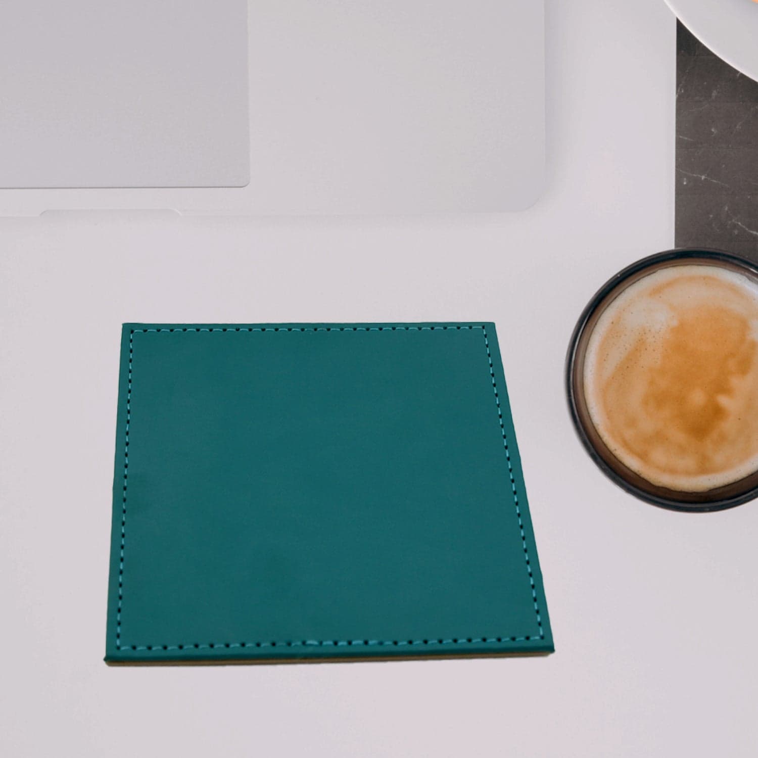 Square Leather Tea Coaster Set of Durable Dining & Coffee Table Decor (4 Pc) thumbnail 5