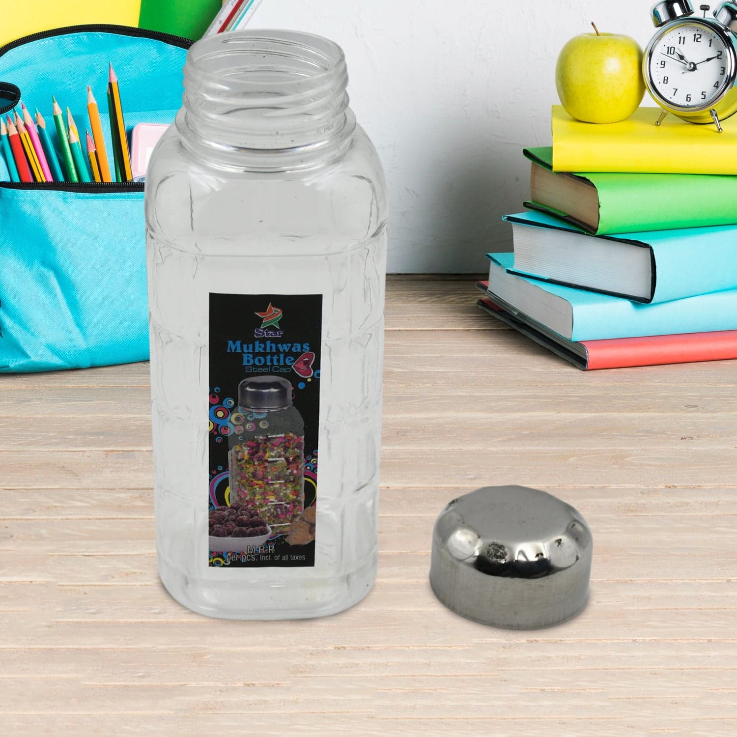 Plastic Transparent Mukhwas Bottle With Steel Cap / Mouth Freshener / Dryfruits Multipurpose Air Tight and BPA Free Kitchen Storage Bottle (1 Pc) thumbnail 5