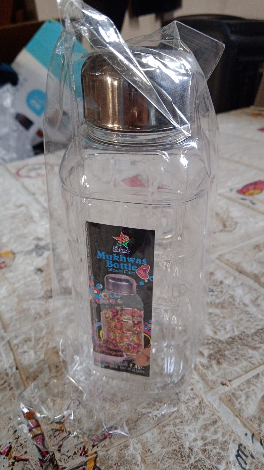 Plastic Transparent Mukhwas Bottle With Steel Cap / Mouth Freshener / Dryfruits Multipurpose Air Tight and BPA Free Kitchen Storage Bottle (1 Pc) thumbnail 6