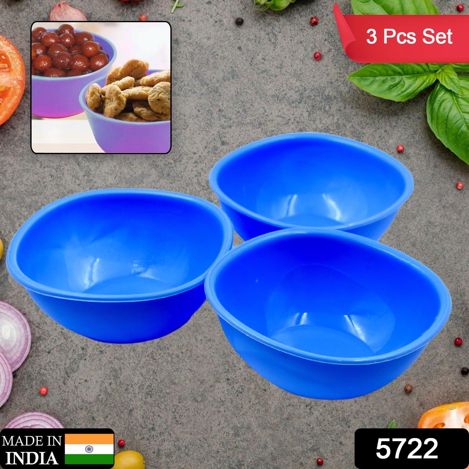 Bpa Free Plastic Bowl Set For Cereal, Salad, Rice, Soup, Pasta, Snack Bowl, Microwave Safe, Dishwasher Safe (3 Pcs Set) thumbnail 2