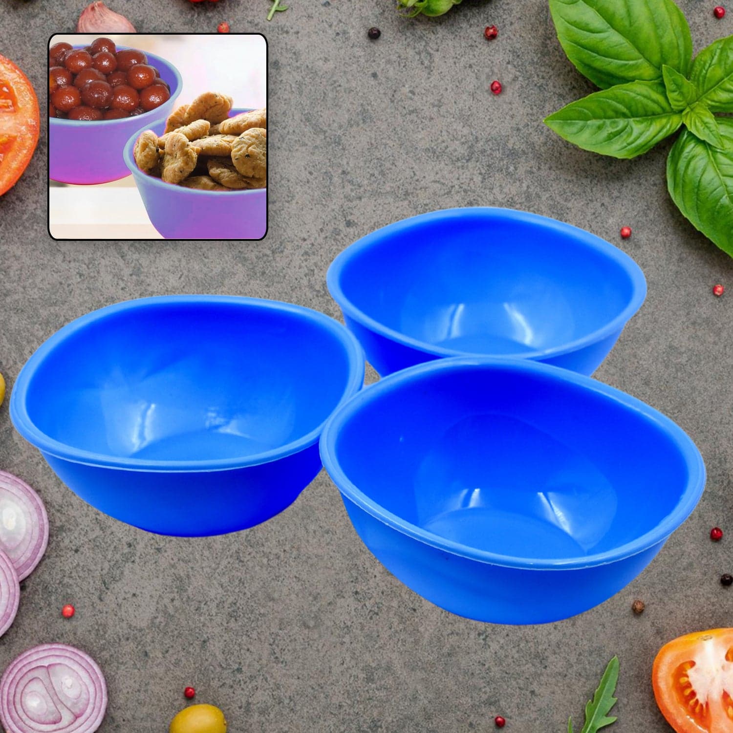 Bpa Free Plastic Bowl Set For Cereal, Salad, Rice, Soup, Pasta, Snack Bowl, Microwave Safe, Dishwasher Safe (3 Pcs Set) thumbnail 3