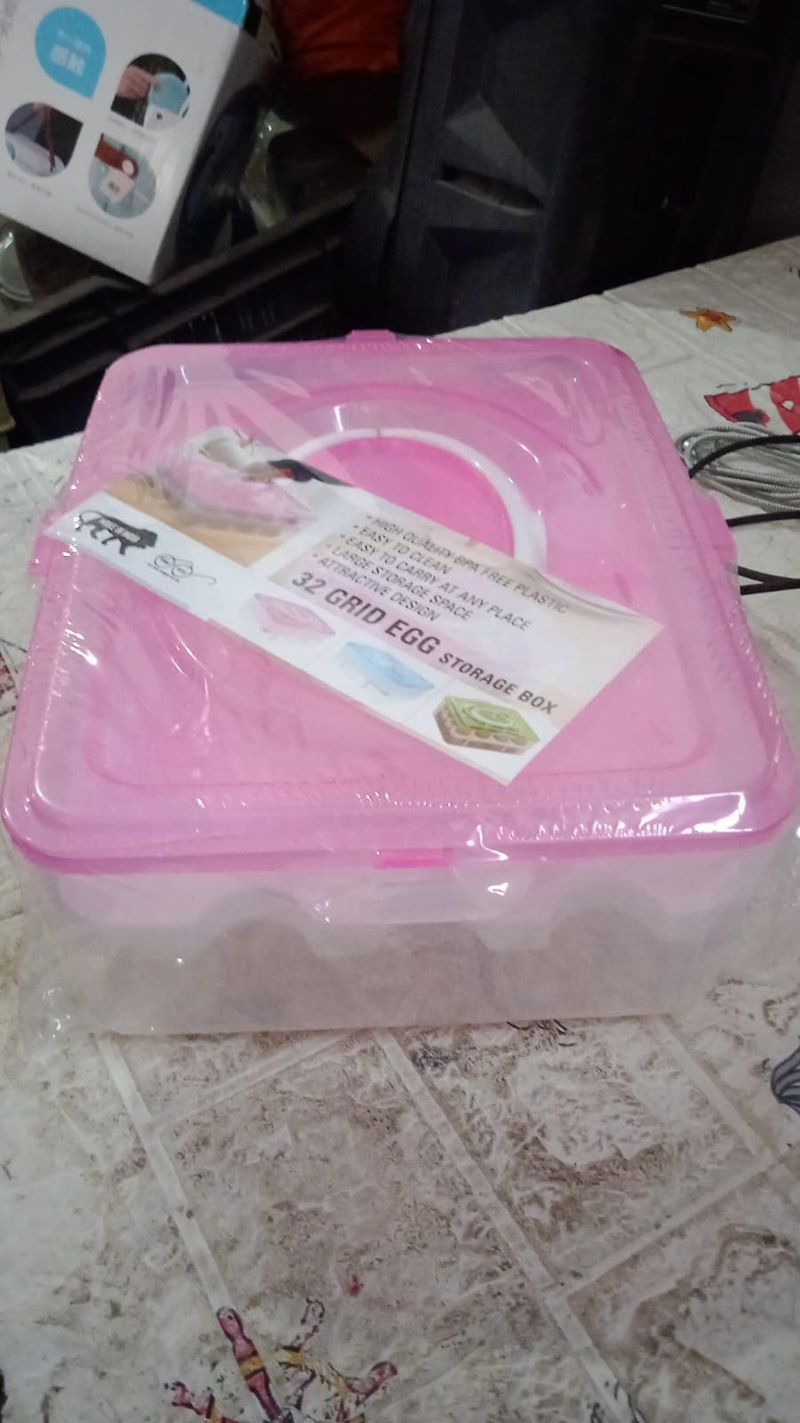 2Layer, 32 Grid Egg Tray With Lid Egg Carrier Holder For Refrigerator, Camping Food Storage Container With Handle (1 Pc ) thumbnail 8