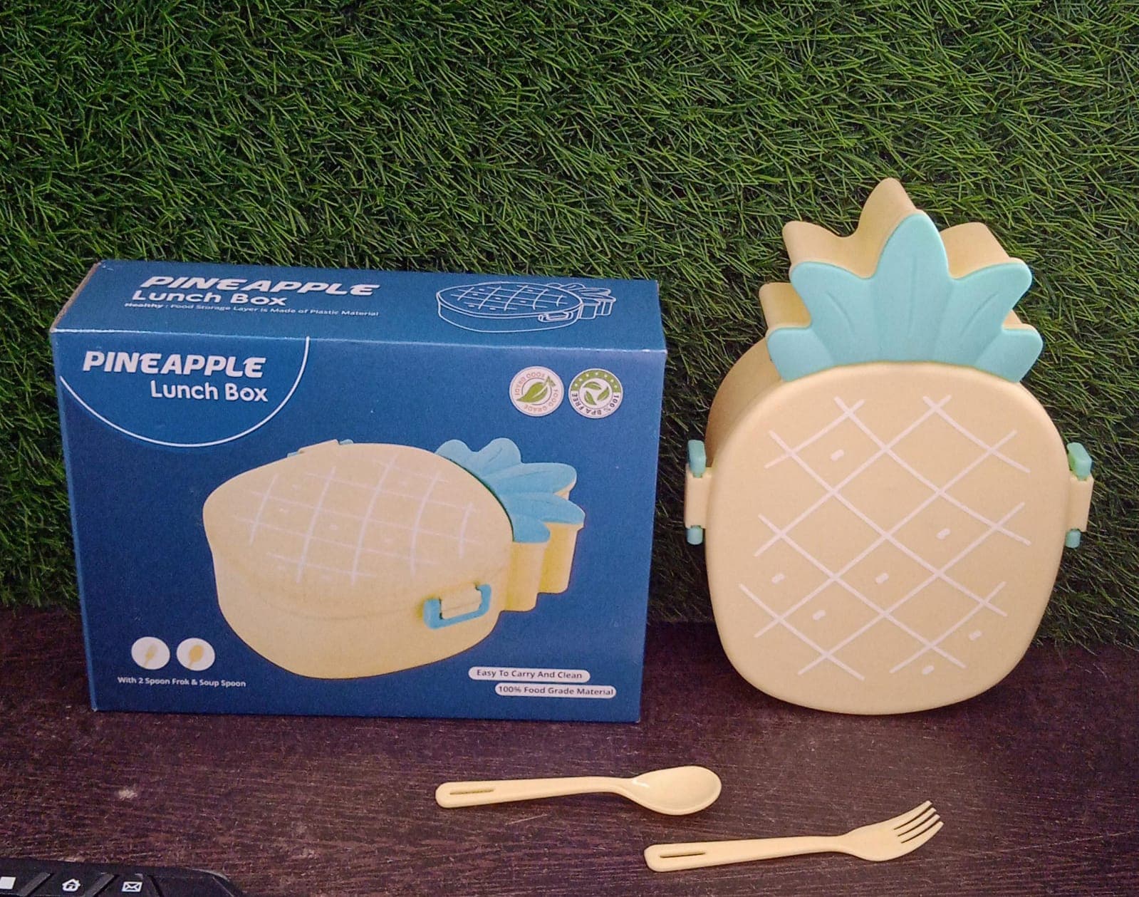 Kids Lunch Box Cute Pineapple Shaped Bento Box With Fork Spoon Snack Container Microwave Portable Office Lunch Box (1 Pc / With Spoon thumbnail 10