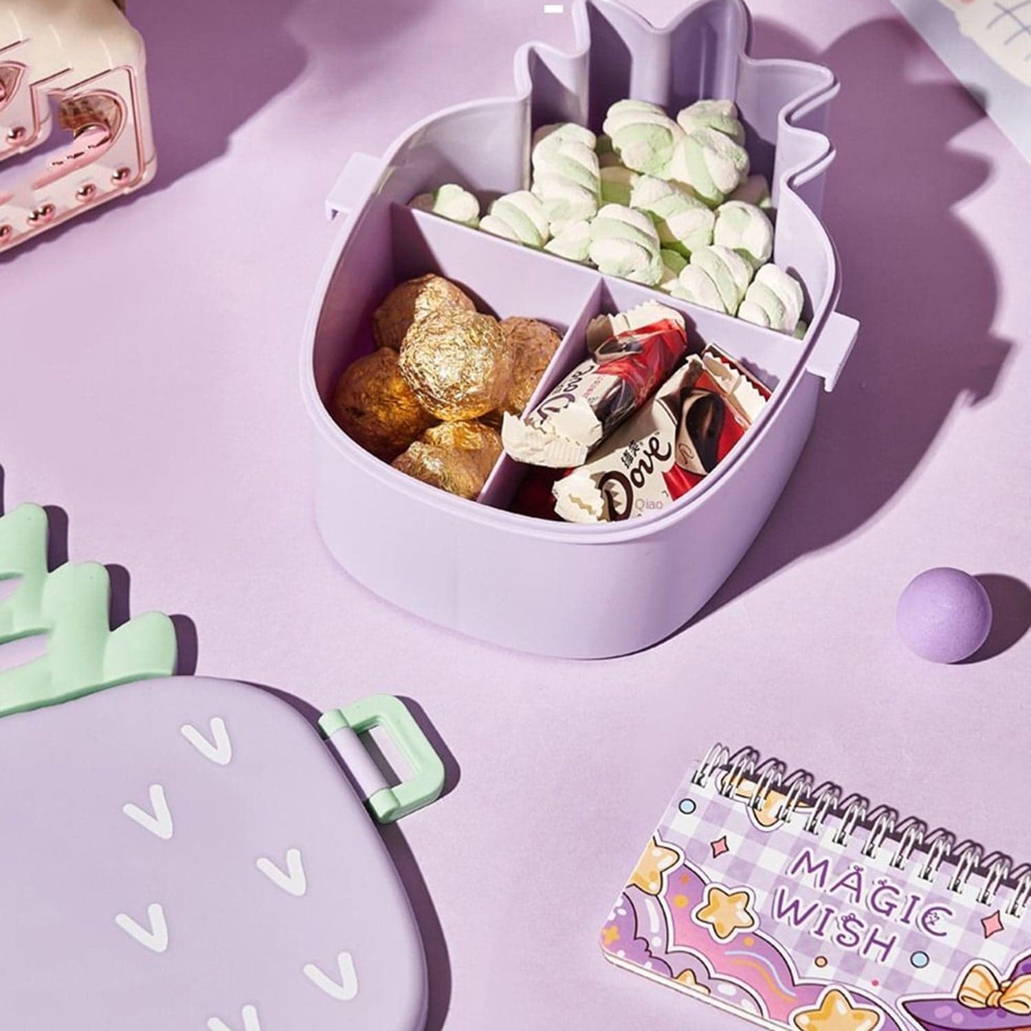 Kids Lunch Box Cute Pineapple Shaped Bento Box With Fork Spoon Snack Container Microwave Portable Office Lunch Box (1 Pc / With Spoon thumbnail 8
