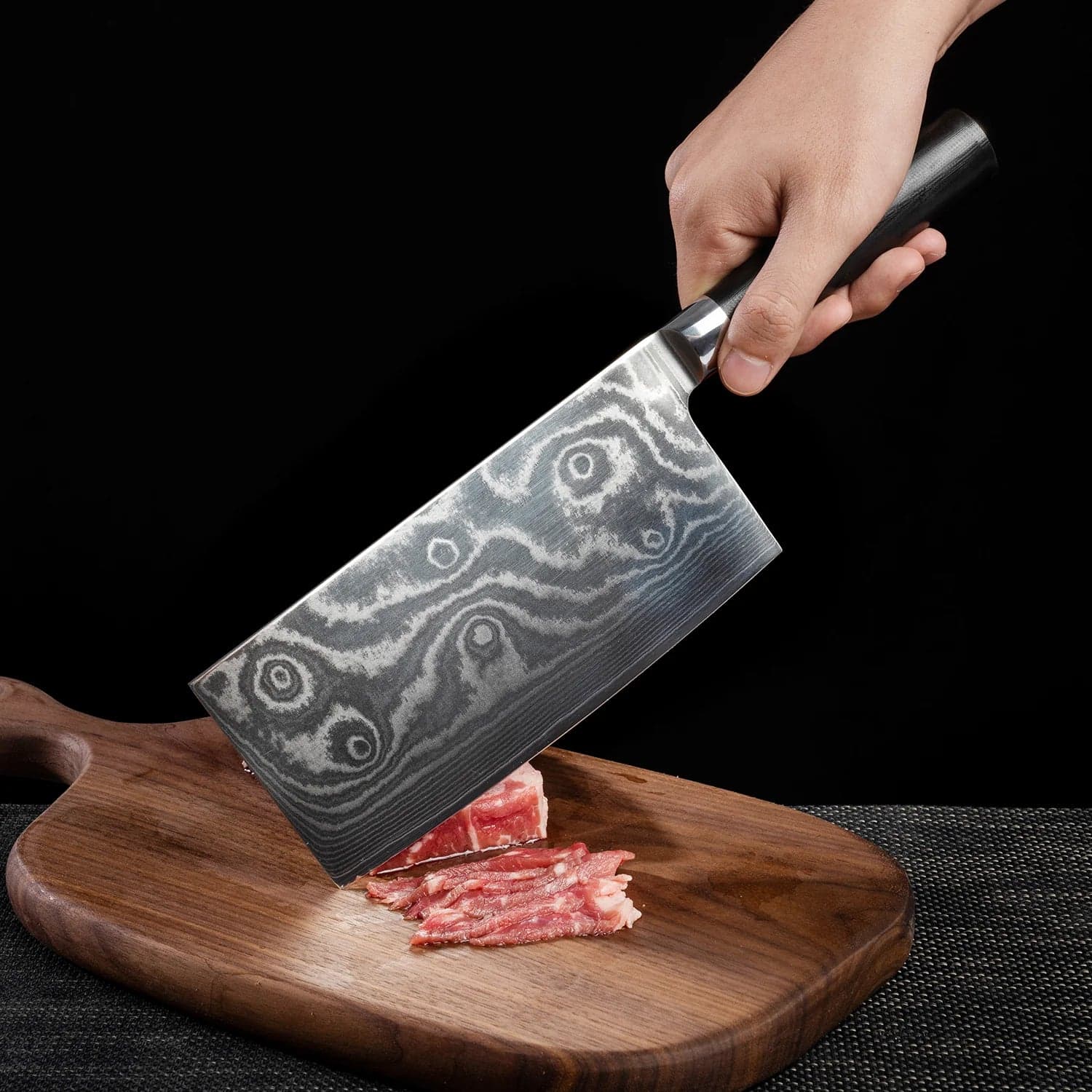 Stainless Steel Chef Damascus Cleaver Vegetable Knife With Plastic Handle & Cover thumbnail 4