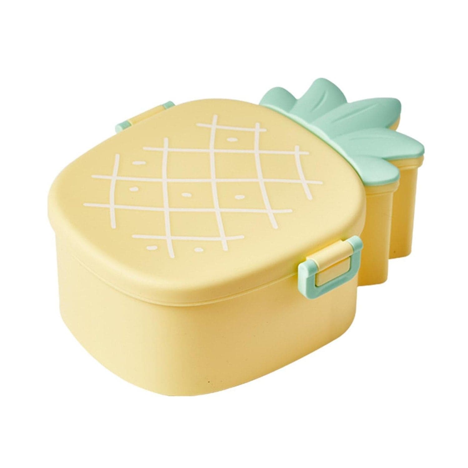 Kids Lunch Box Cute Pineapple Shaped Bento Box with Fork Spoon Snack Container Microwave Portable Office Lunch Box (1 Pc / With Spoon & Fork) thumbnail 5