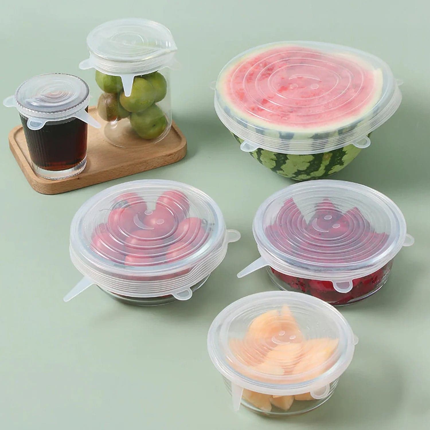 Silicone Stretch Lids, Microwave & Freezer Safe Food Covers (6 Pcs Set /95 Gm ) thumbnail 1