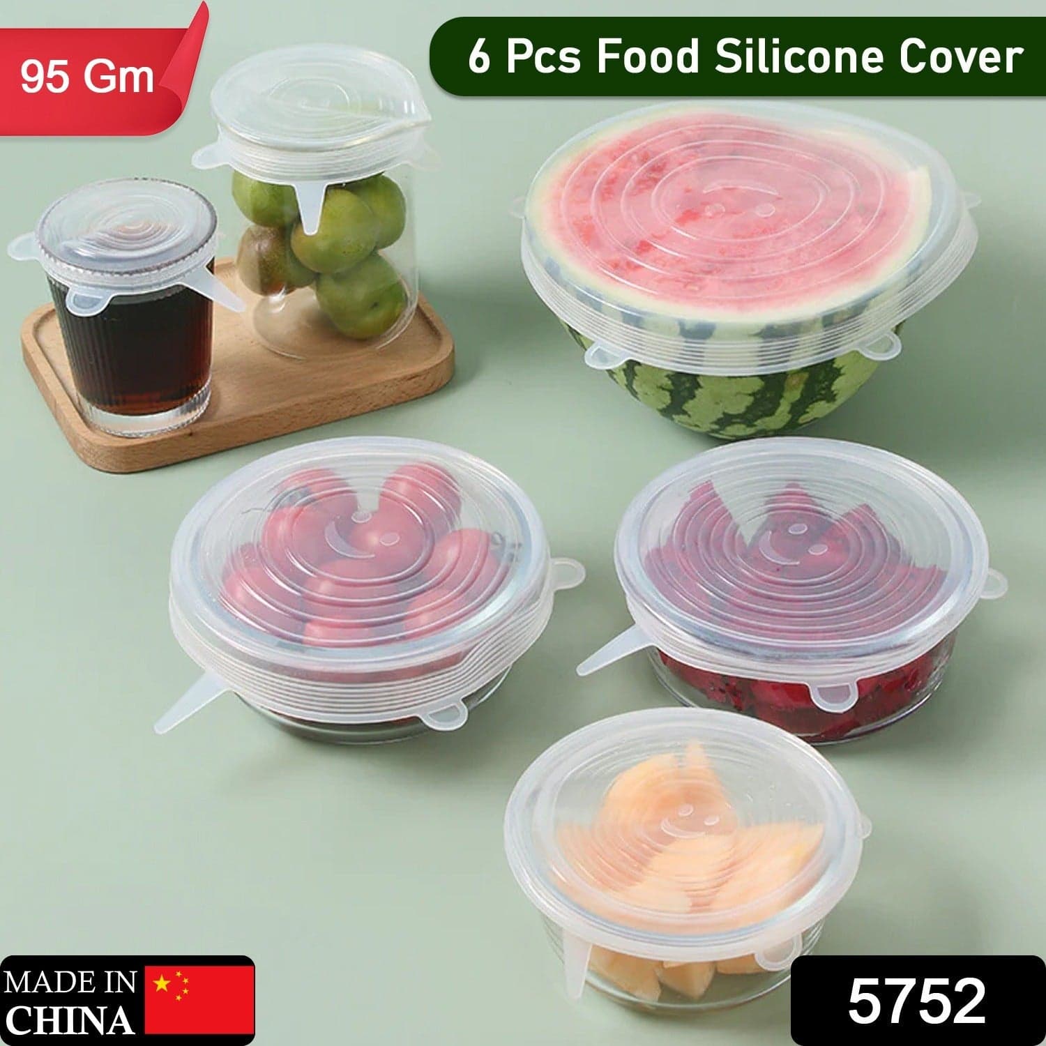 Silicone Stretch Lids, Microwave & Freezer Safe Food Covers (6 Pcs Set /95 Gm ) thumbnail 2