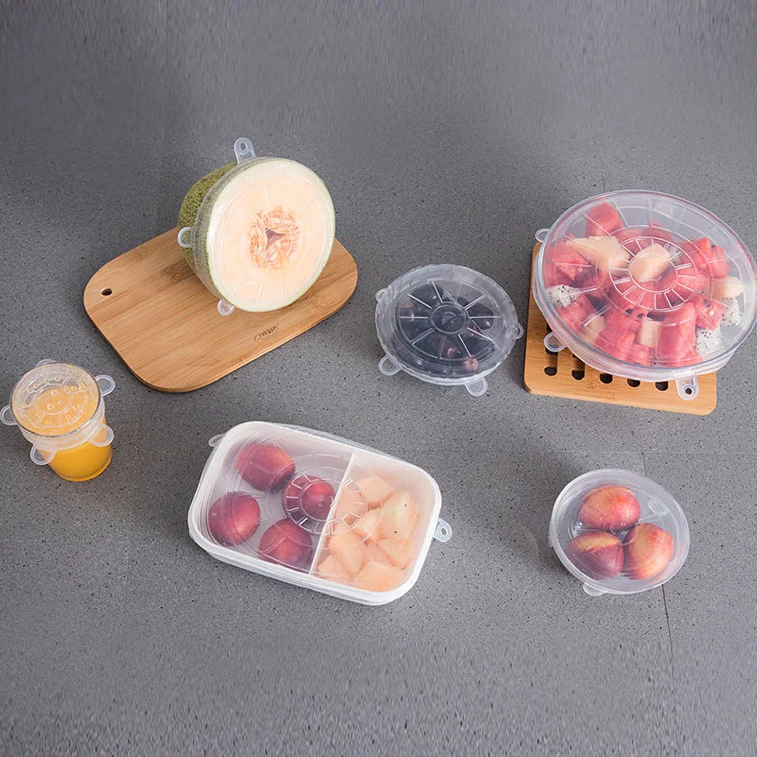 Silicone Stretch Lids, Microwave & Freezer Safe Food Covers (6 Pcs Set /95 Gm ) thumbnail 8