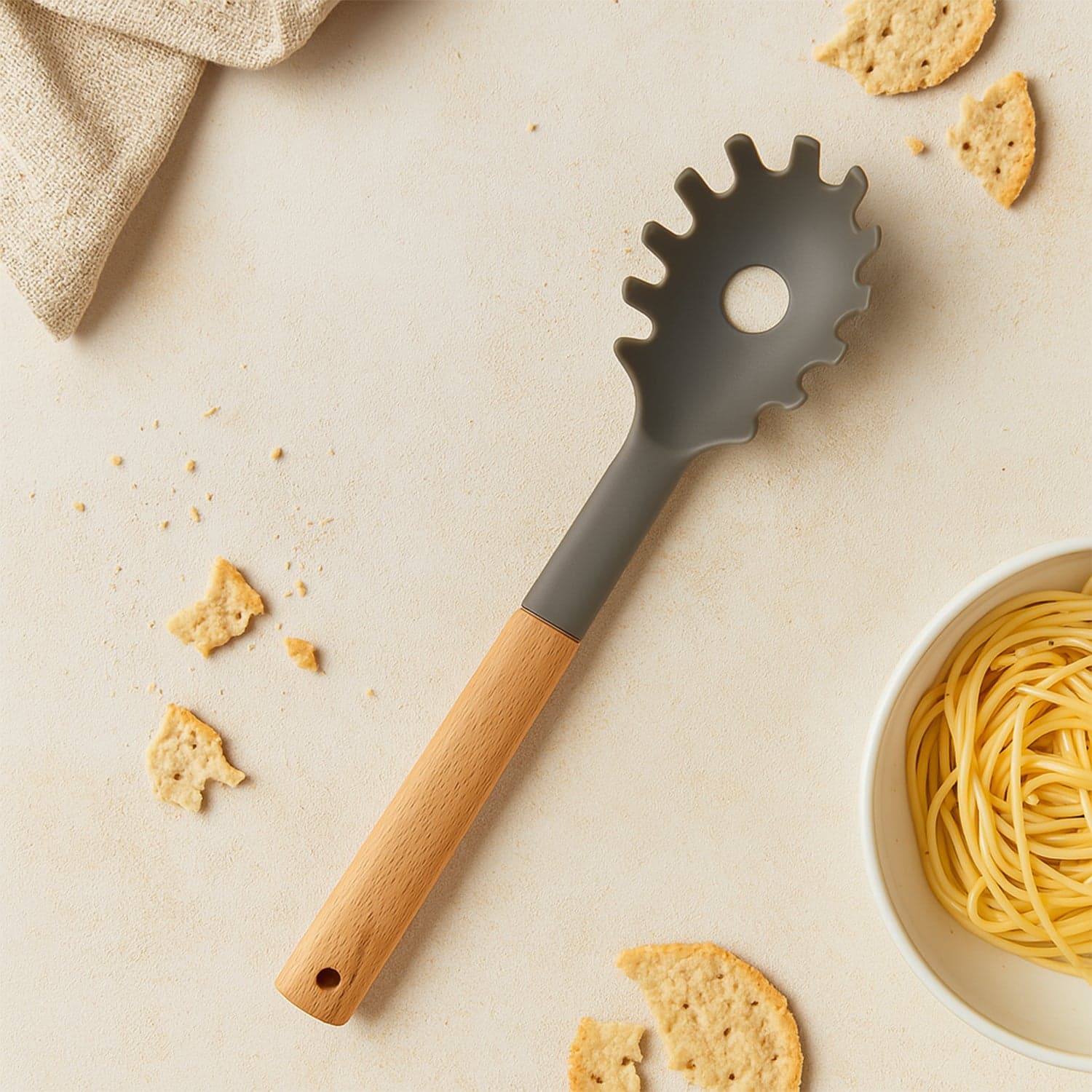 Plastic Kitchen Accessories Whisk , Pasta Spoon & Soup Spoon Heat Resistant Non Stick Spoons Kitchen Cookware Items (1 Pc ) thumbnail 1