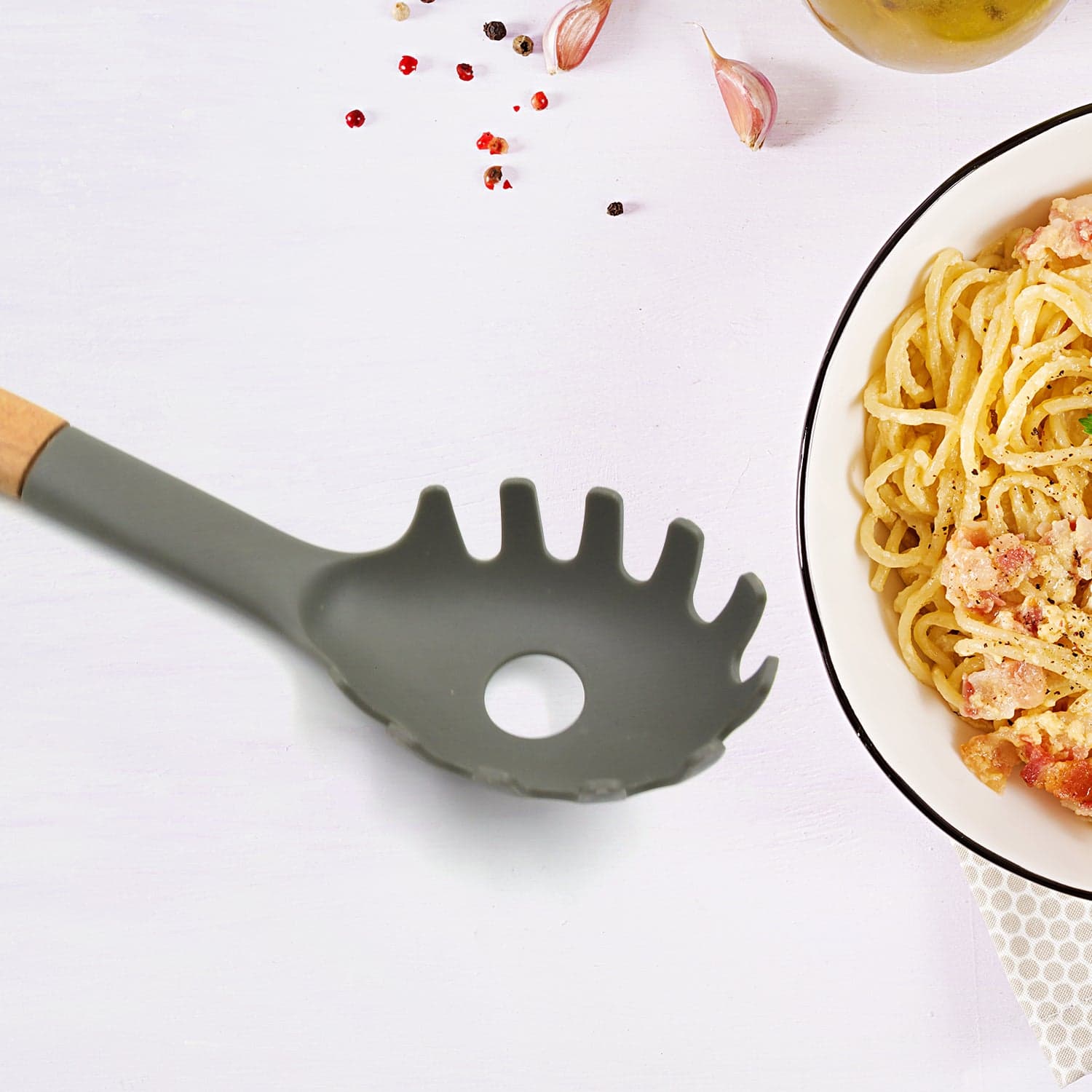 Plastic Kitchen Accessories Whisk , Pasta Spoon & Soup Spoon Heat Resistant Non Stick Spoons Kitchen Cookware Items (1 Pc ) thumbnail 5