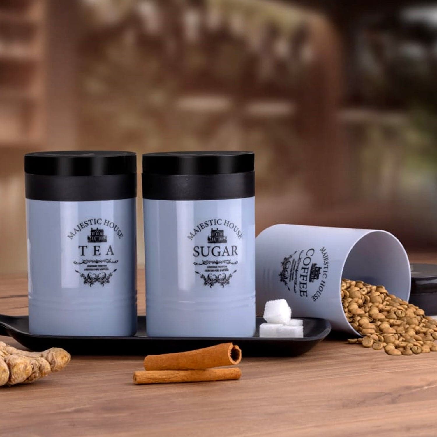 Airtight Containers of For Tea, Coffee, Sugar & More (3 Pcs Set) thumbnail 1