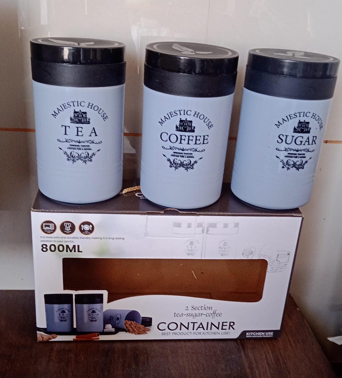 Airtight Containers of For Tea, Coffee, Sugar & More (3 Pcs Set) thumbnail 11