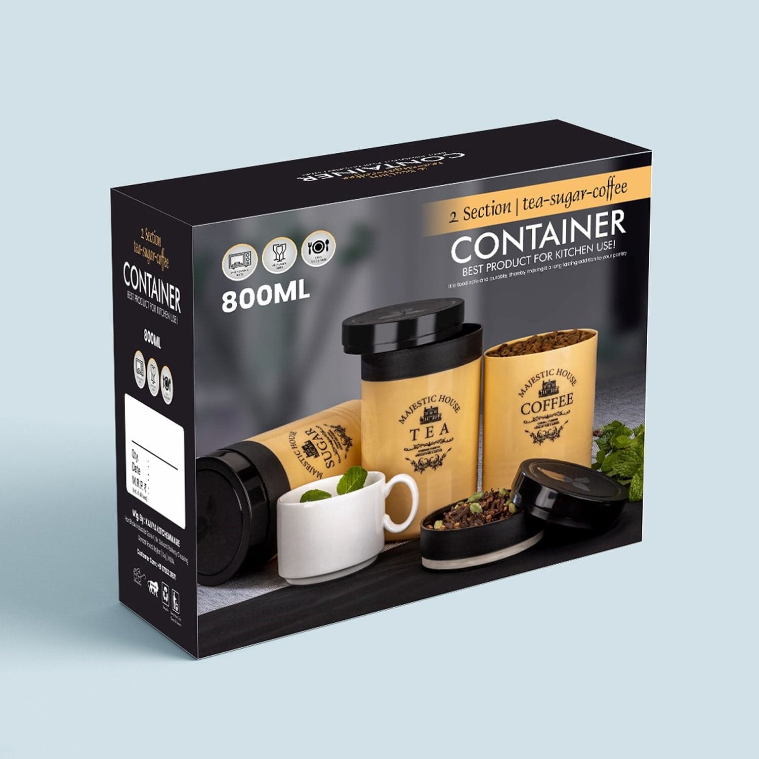 Airtight Containers of For Tea, Coffee, Sugar & More (3 Pcs Set) thumbnail 5