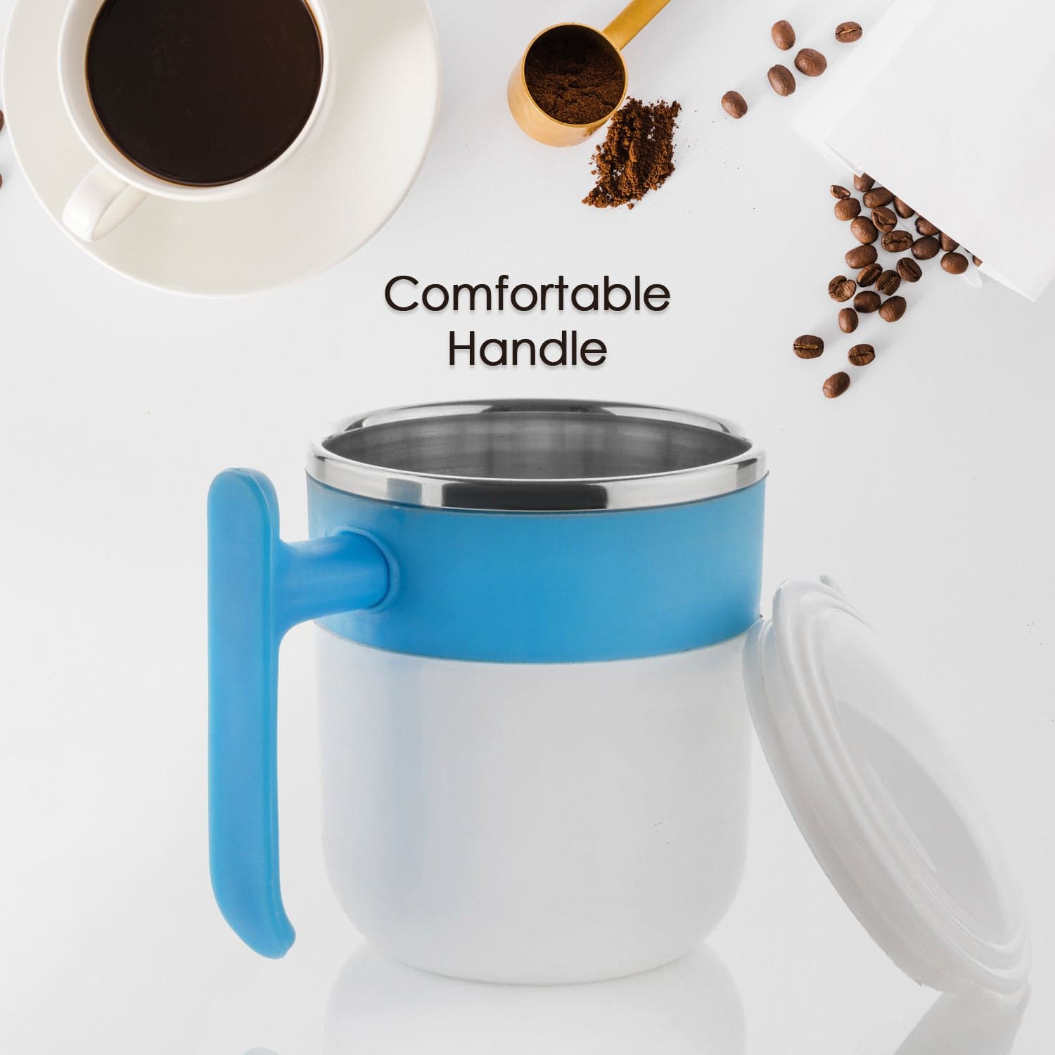 Stainless Steel Insulated Coffee/Tea Mug With Lid Of Double Wall Hot Beverage Travel Cup thumbnail 6