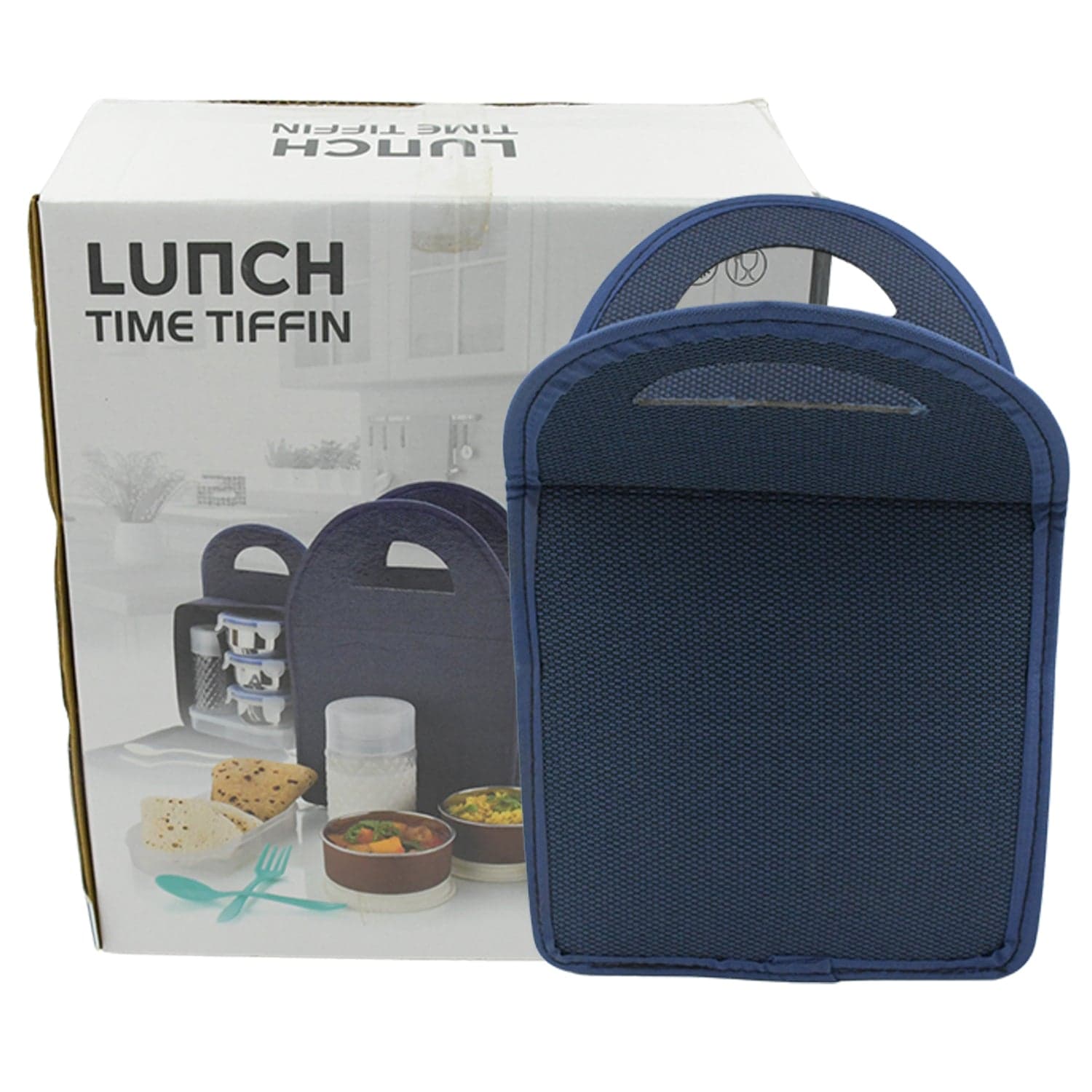 6In1 Tiffin Box-Lunch Box | 3 Stainless Steel Containers | Plastic Lid Box | Spoon & Fork /Plastic Bottle | Insulated Fabric Bag | Leak Proof | Microwave Safe For Office thumbnail 4