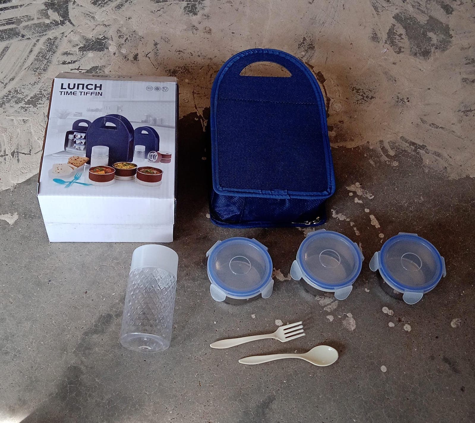 6In1 Tiffin Box-Lunch Box | 3 Stainless Steel Containers | Plastic Lid Box | Spoon & Fork /Plastic Bottle | Insulated Fabric Bag | Leak Proof | Microwave Safe For Office thumbnail 7