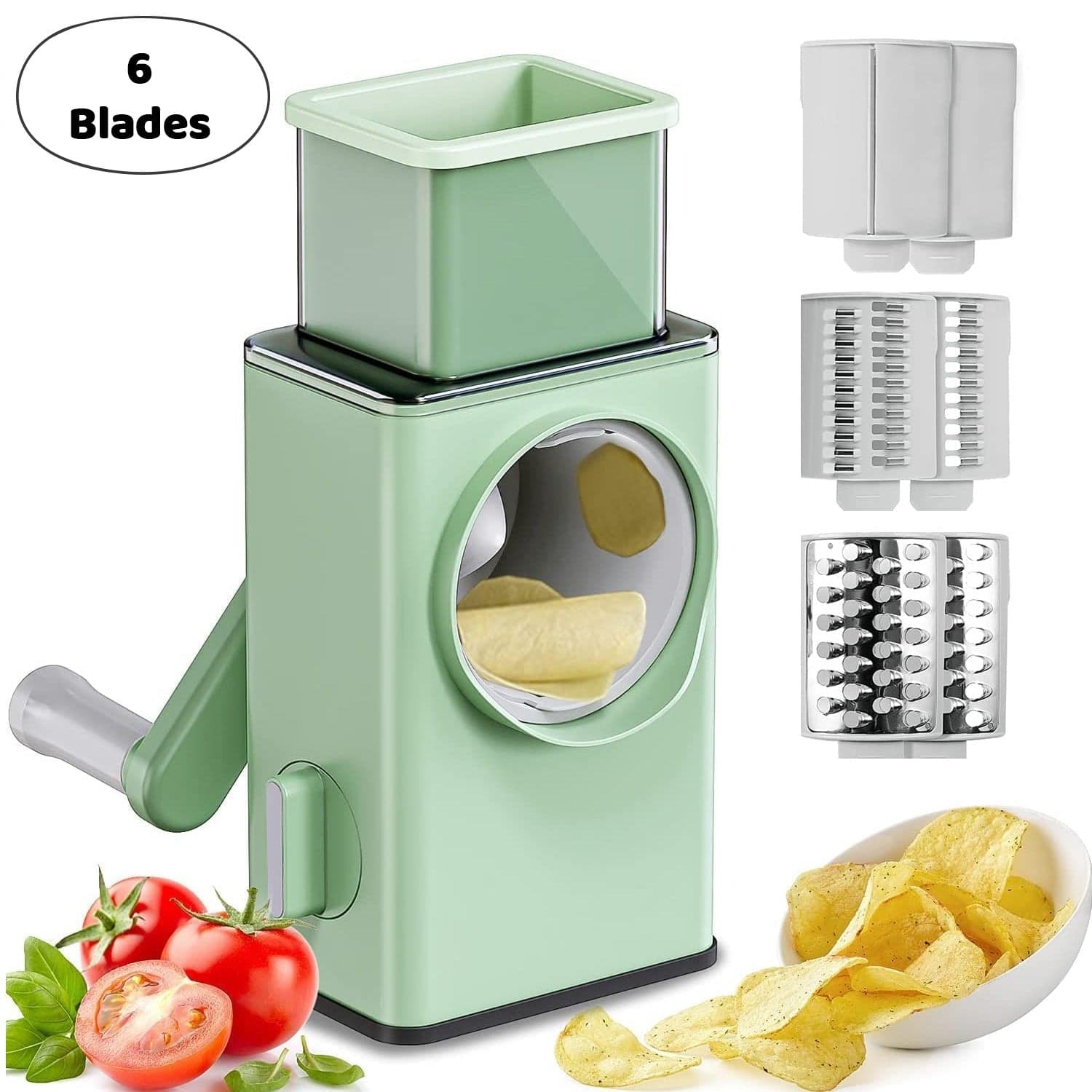 Stainless Steel Vegetable Chopper with 6 Blades - Kitchen Mandoline Slicer thumbnail 4