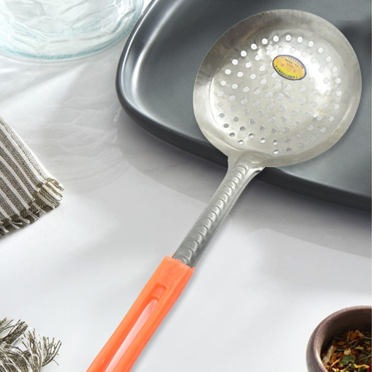 Colander Spoon Non Slip Hand Polished Thickened Hot Pot Spoon For Kitchen For Restaurant thumbnail 6